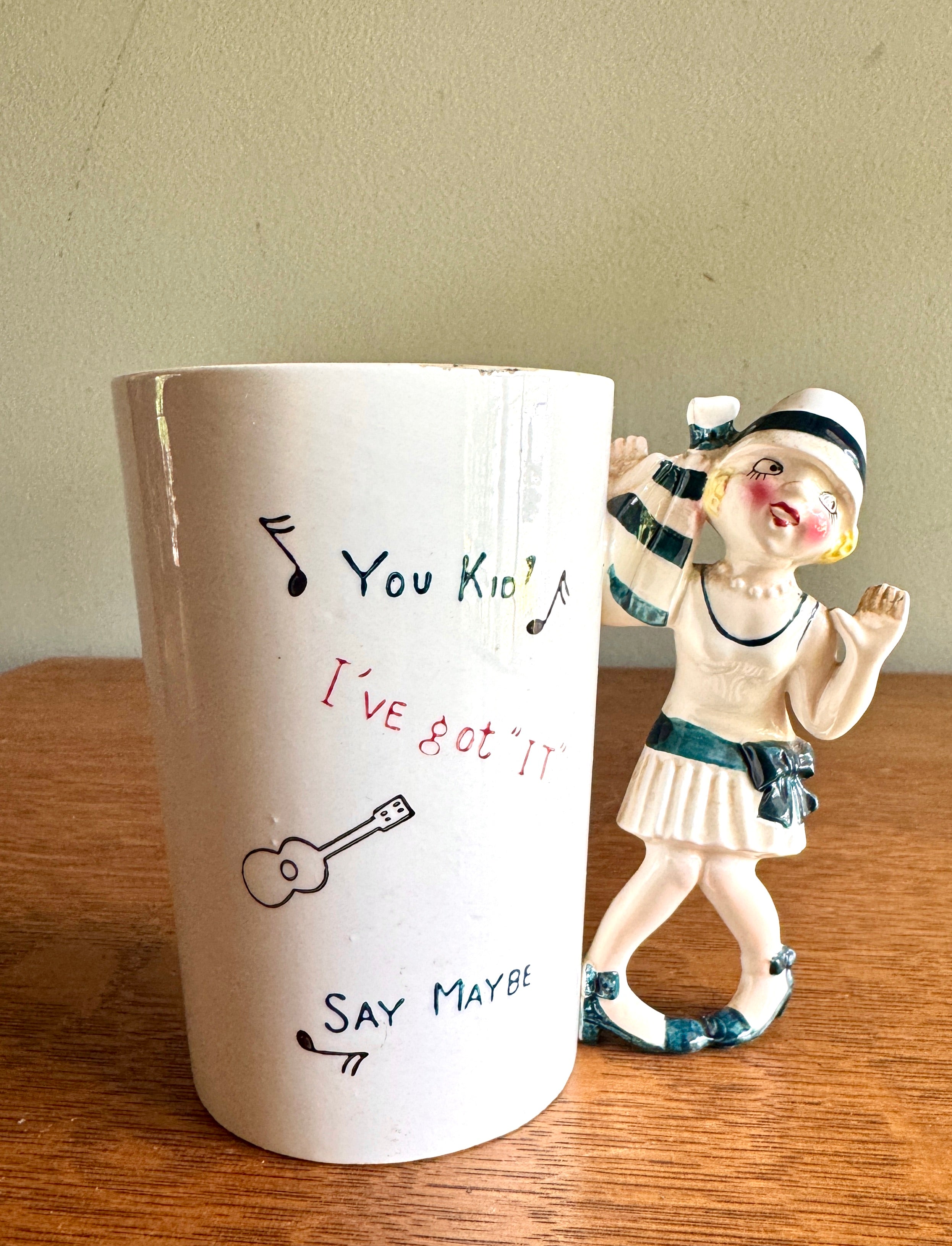Ceramic Roaring 20's Theme Mug ~ 3D Flapper Dancing Girl Cup ~ Japan Novelty Cup ~ Roaring 20s Bar Decor