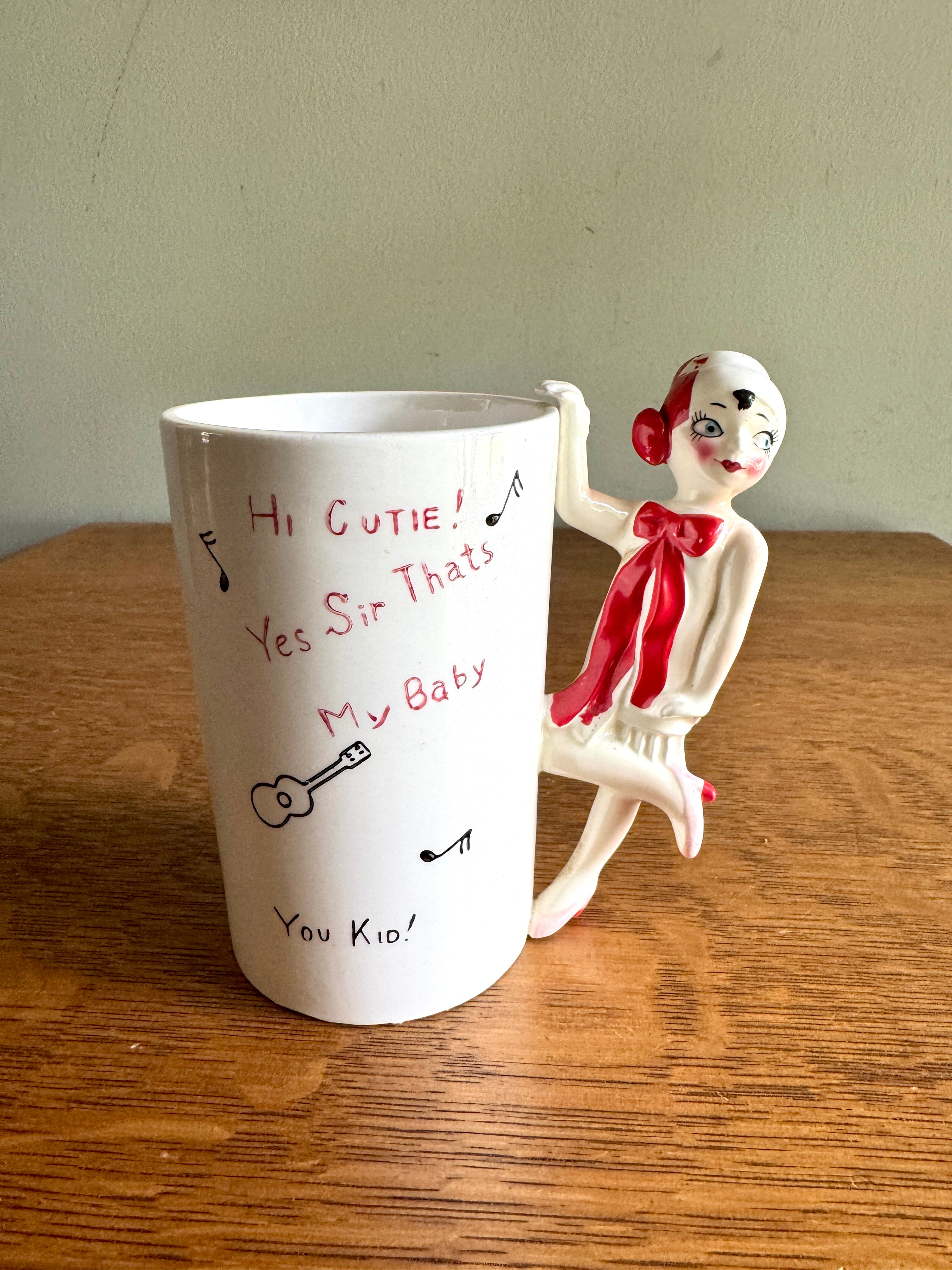 Ceramic Roaring 20's Theme Mug ~ 3D Flapper Dancing Girl Cup ~ Japan Novelty Cup ~ Roaring 20s Bar Decor