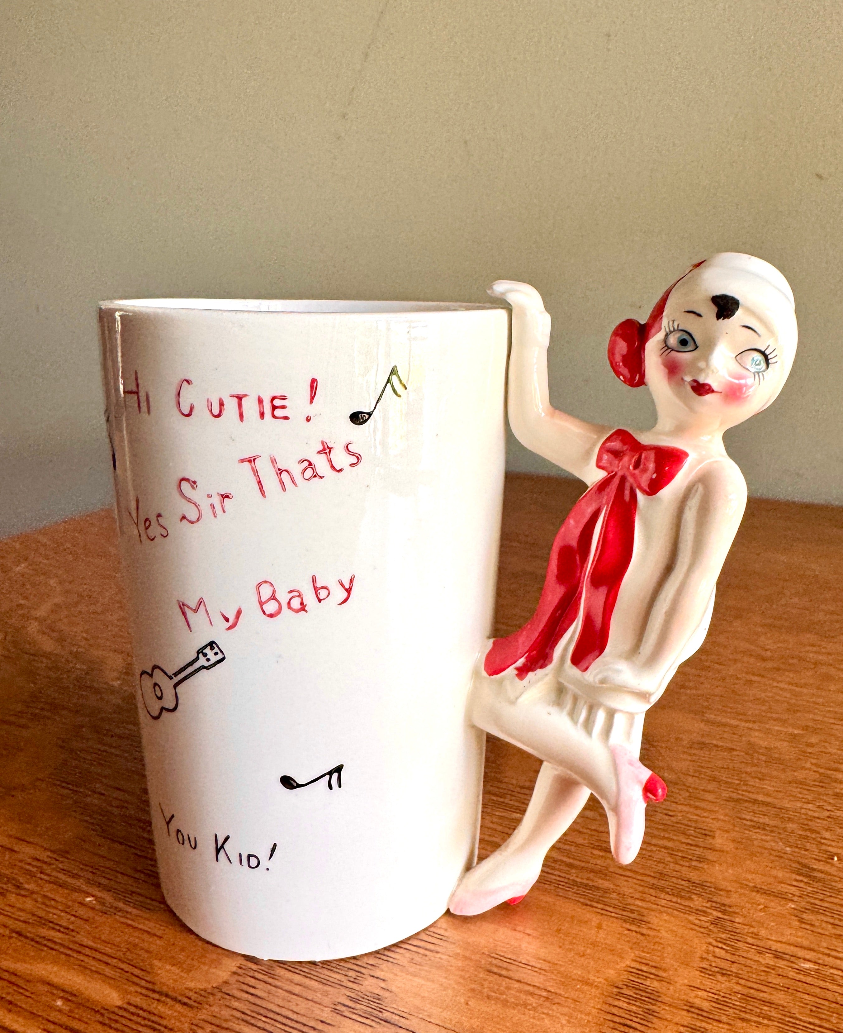 Ceramic Roaring 20's Theme Mug ~ 3D Flapper Dancing Girl Cup ~ Japan Novelty Cup ~ Roaring 20s Bar Decor