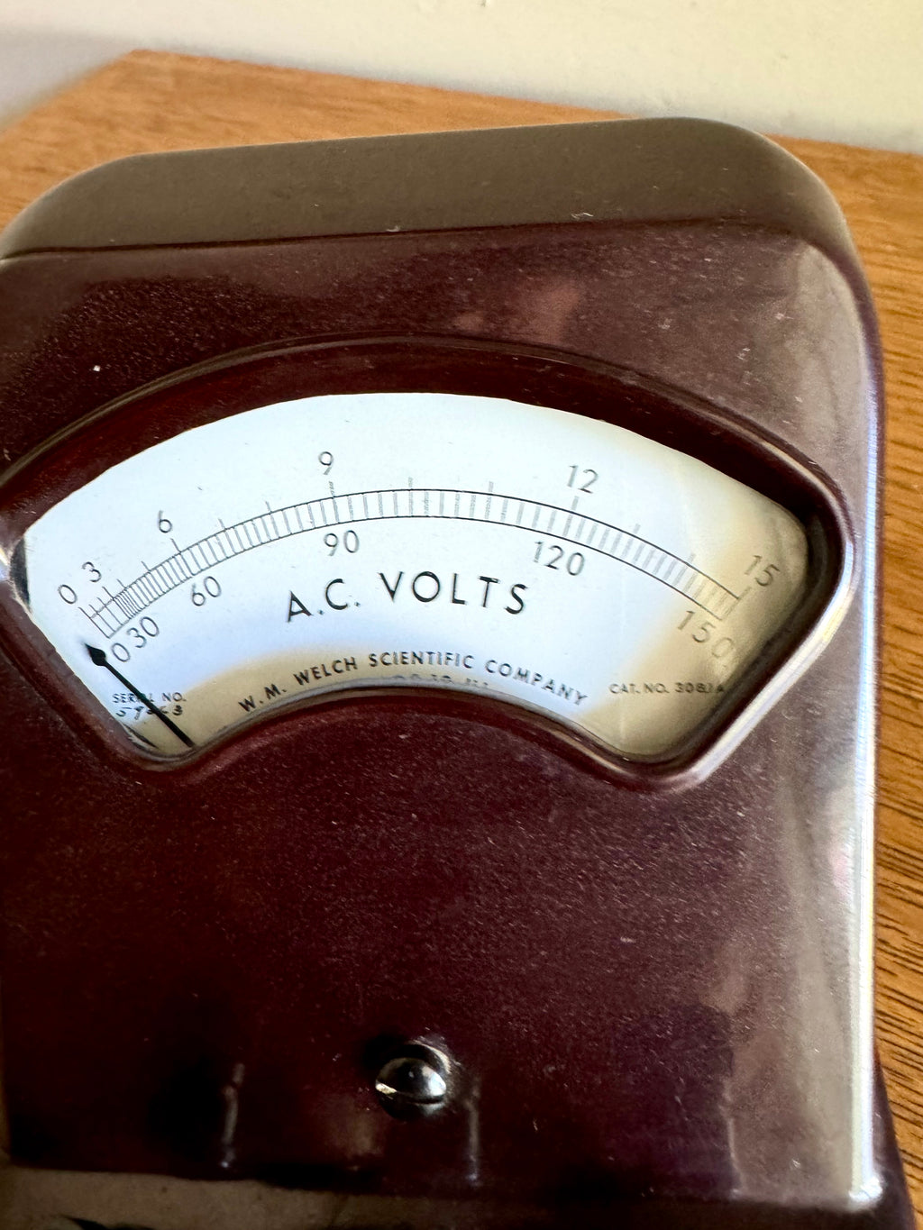 Vintage Welch Scientific Co. A.C. Volt Meter | Brown Bakelite Welch Scientific Co Volt Meter| Industrial Lab Equipment Voltmeter