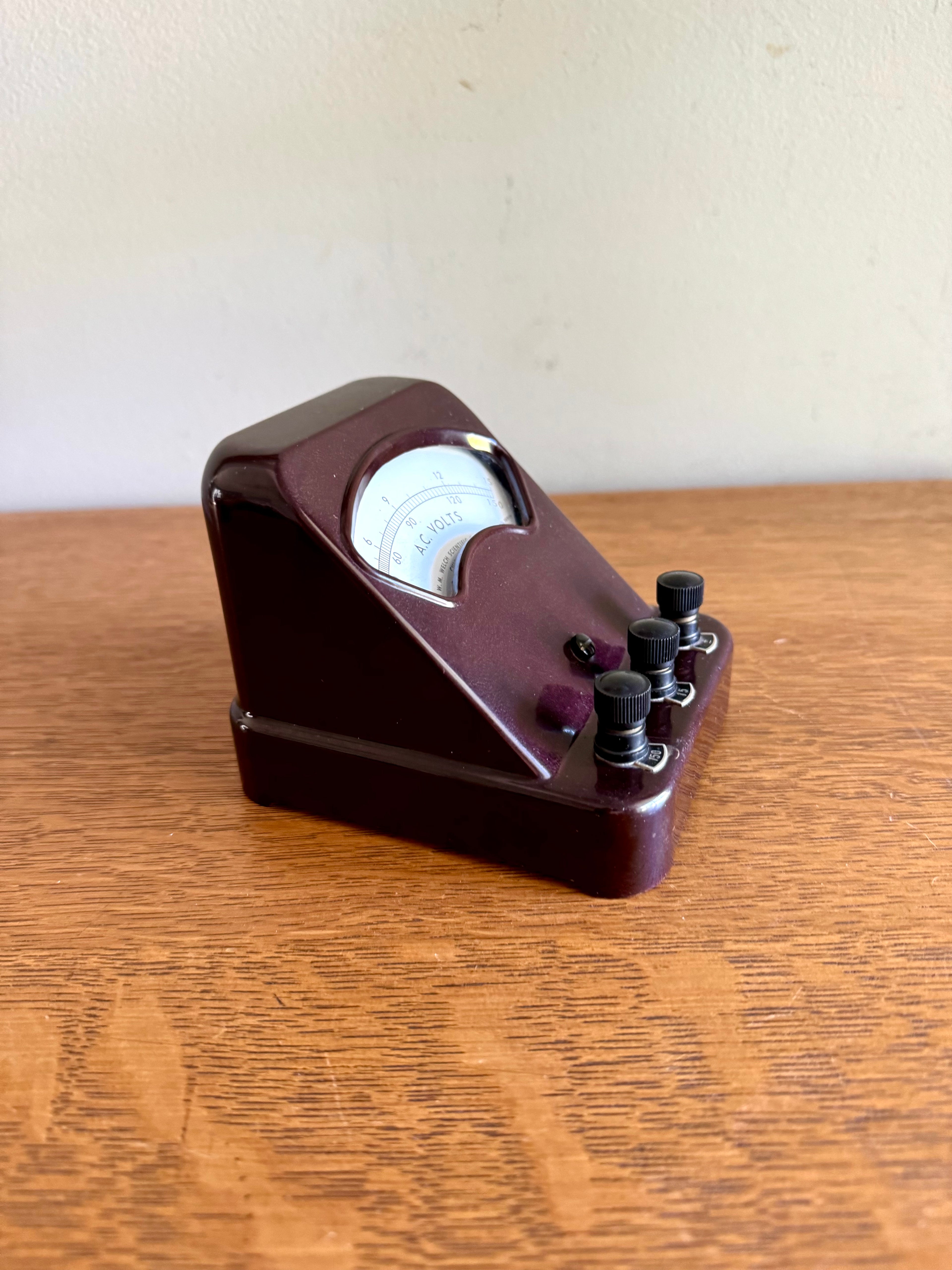 Vintage Welch Scientific Co. A.C. Volt Meter | Brown Bakelite Welch Scientific Co Volt Meter| Industrial Lab Equipment Voltmeter