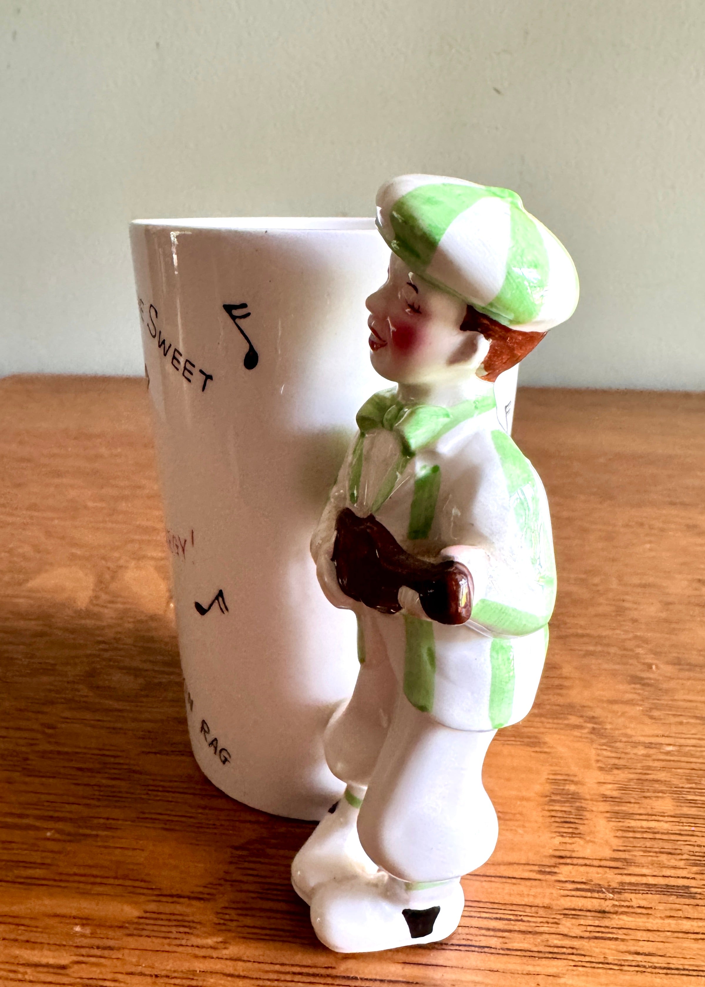 Roaring 20's Ceramic Mug or Vase #5510 Charleston Rag Male Dancer Handle ~ Ceramic 20's Figurine Mug
