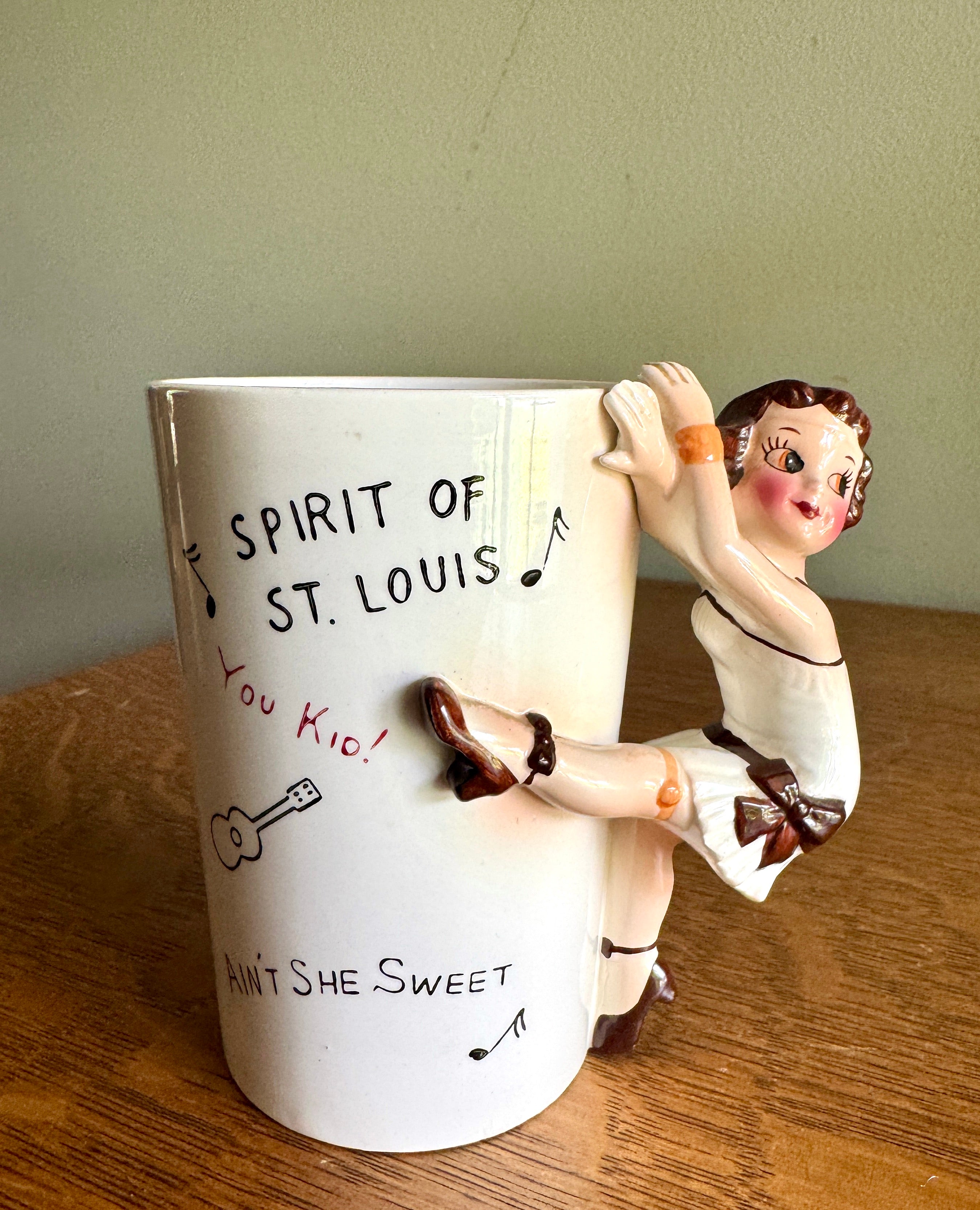 Ceramic Roaring 20's Theme Mug ~ 3D Flapper Dancing Girl Cup ~ Japan Novelty Cup ~ Roaring 20s Bar Decor