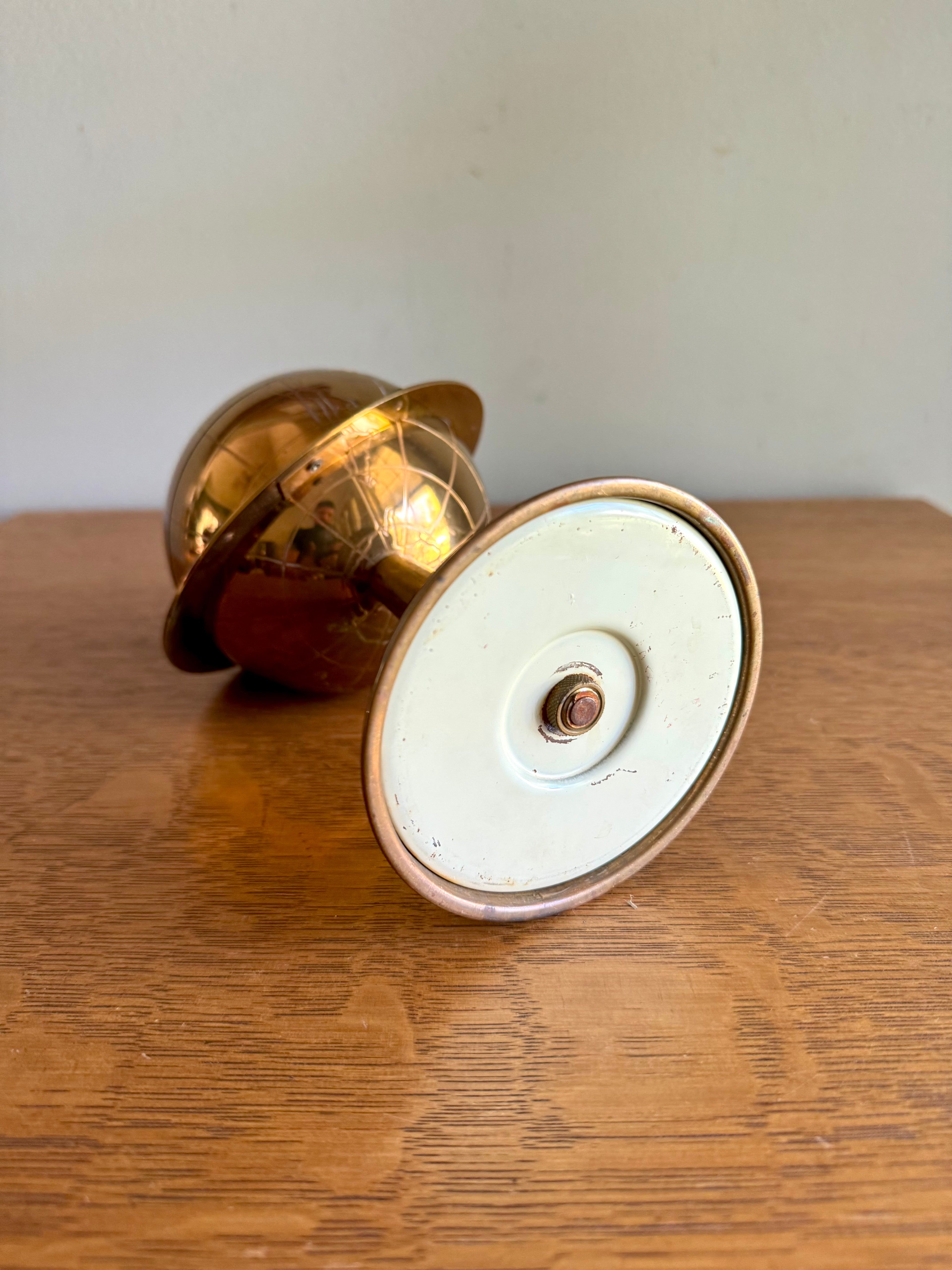 Mid Century Brass Globe Cigarette Holder | Art Deco Table Top Cigarette Holder | Mad Men Cigarette Dispenser