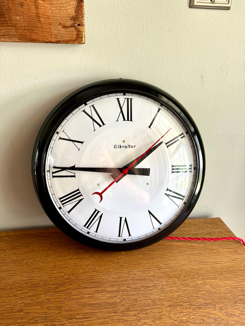 Working Gibraltar No.72  Wall Clock | Classic Industrial Wall Clock | Black Round School Wall Clock | Rewired Metal and Bubble Glass Clock