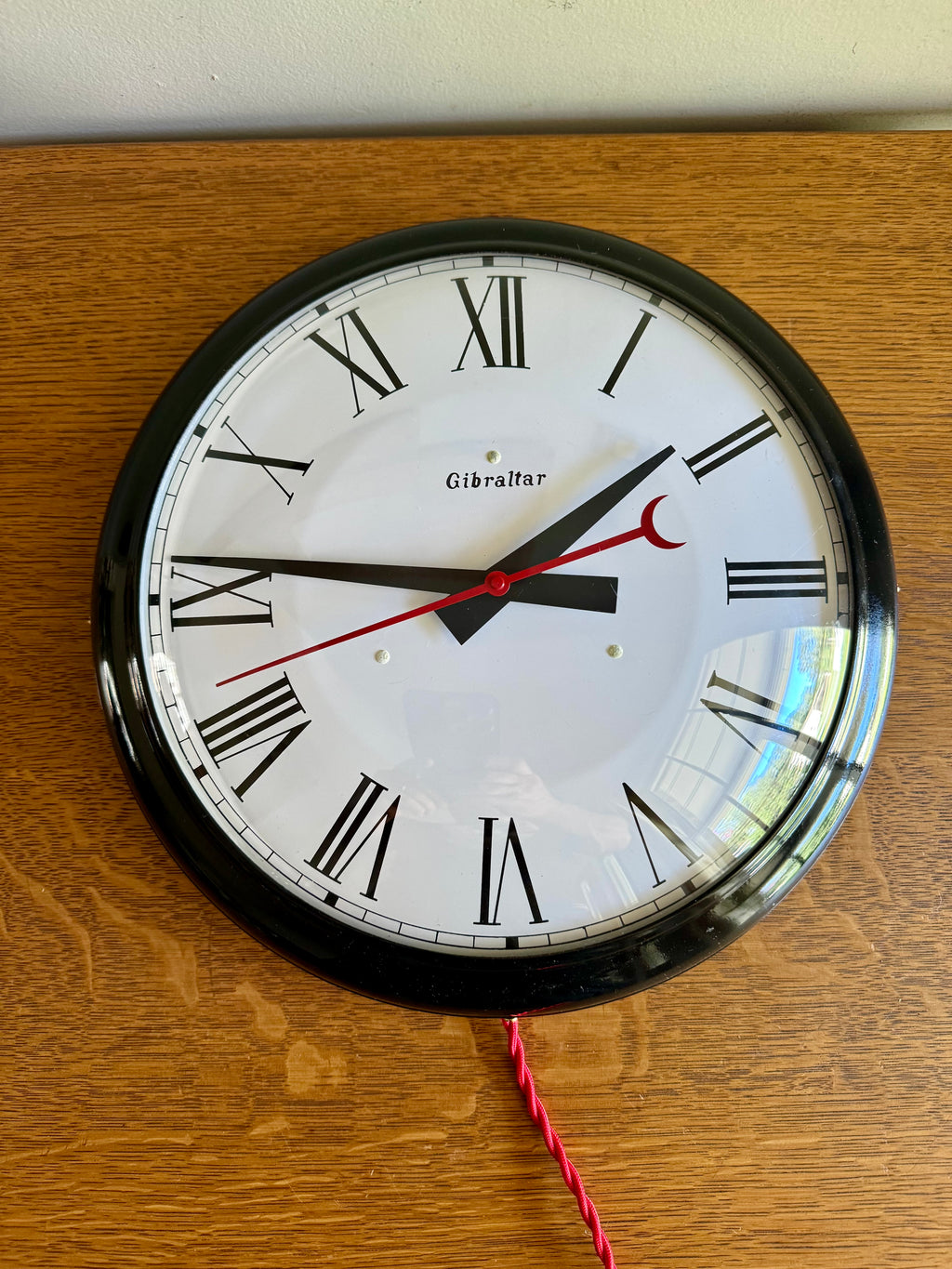 Working Gibraltar No.72  Wall Clock | Classic Industrial Wall Clock | Black Round School Wall Clock | Rewired Metal and Bubble Glass Clock