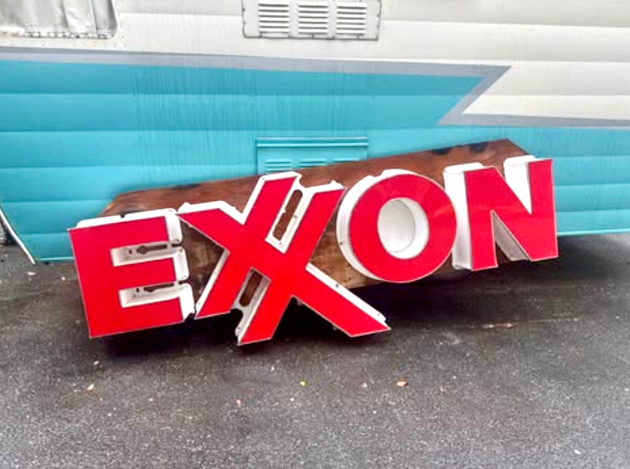 Vintage Exxon Gas Station Channel Letter Sign ~ Letters Only, No Lights ~ Full Size Original