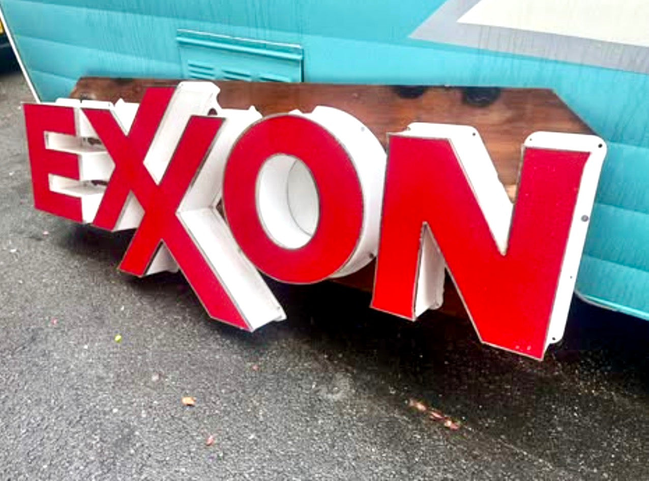 Vintage Exxon Gas Station Channel Letter Sign ~ Letters Only, No Lights ~ Full Size Original