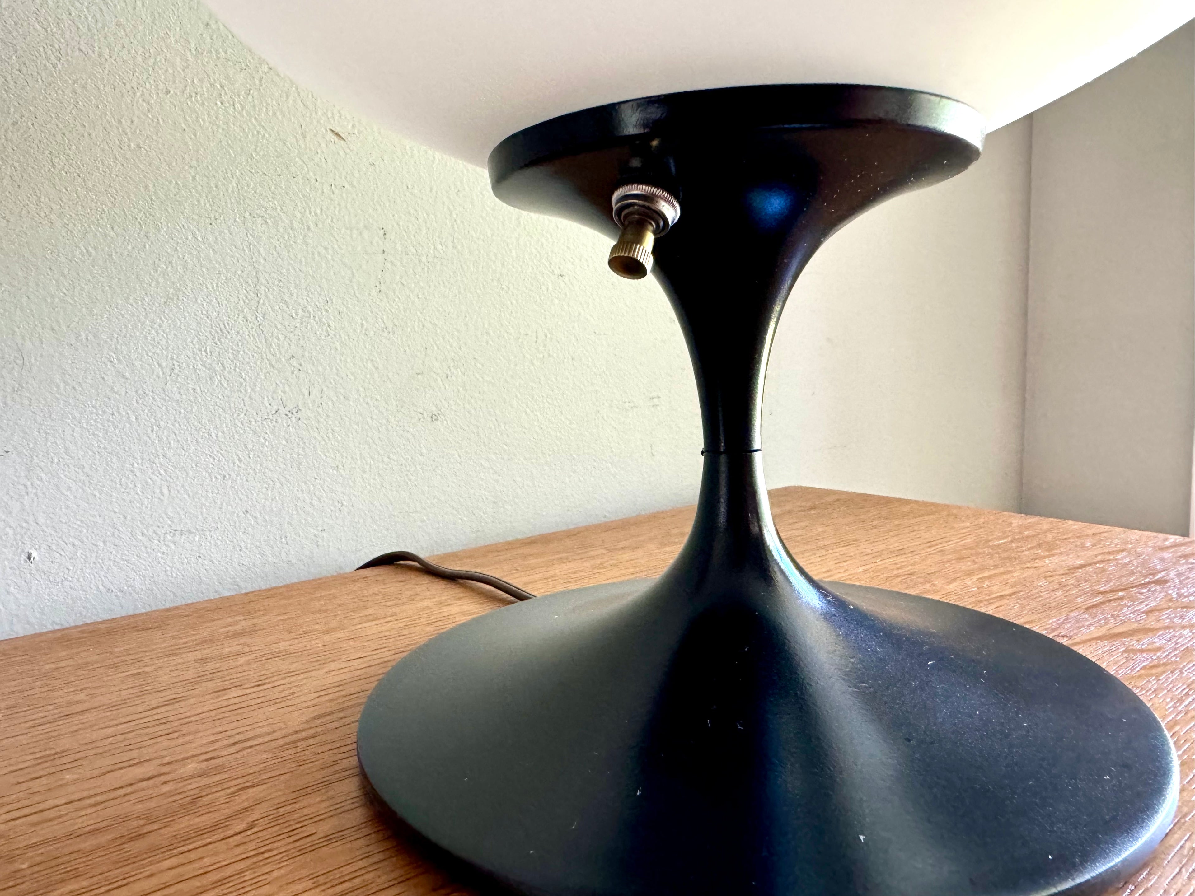 Mid Century Black Tulip Table Lamp By Laurel Co. | Bill Curry Designed Modern Lamp | Black Acorn Globed Laurel Lamp | MCM Mushroom Lamp