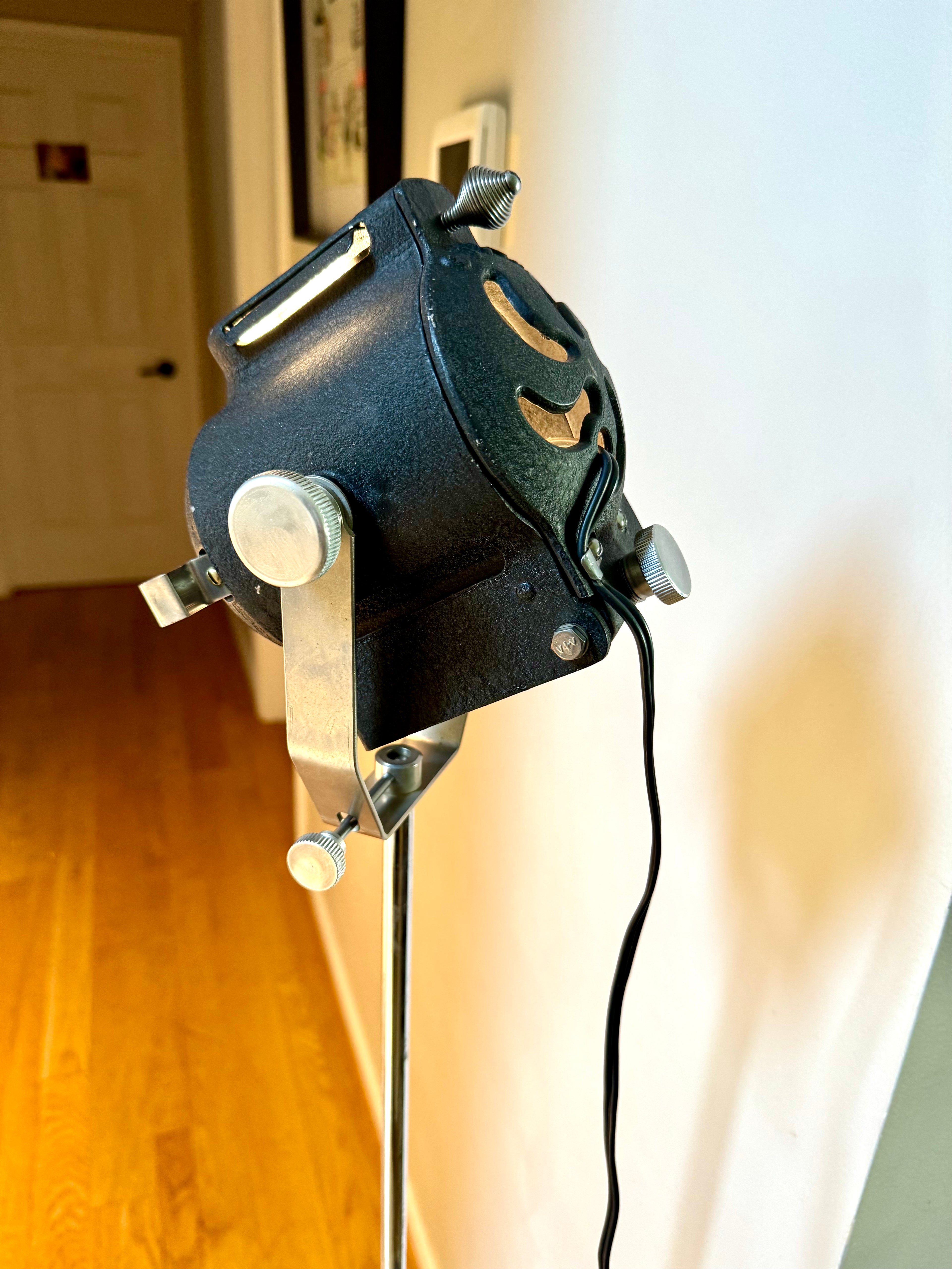 1930's Cycon Theater Stage Light with Fresnel Lens | Cycon Theater Spot Light on Telescoping Stand | Metal Stage Floor Lamp| Industrial Lamp