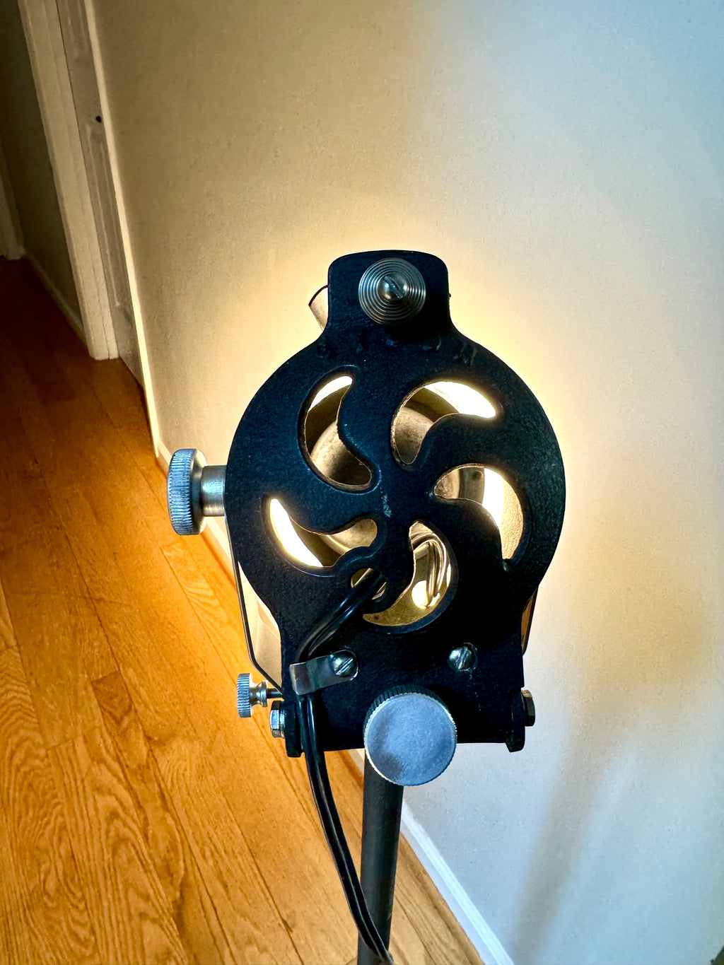 1930's Cycon Theater Stage Light with Fresnel Lens | Cycon Theater Spot Light on Telescoping Stand | Metal Stage Floor Lamp| Industrial Lamp