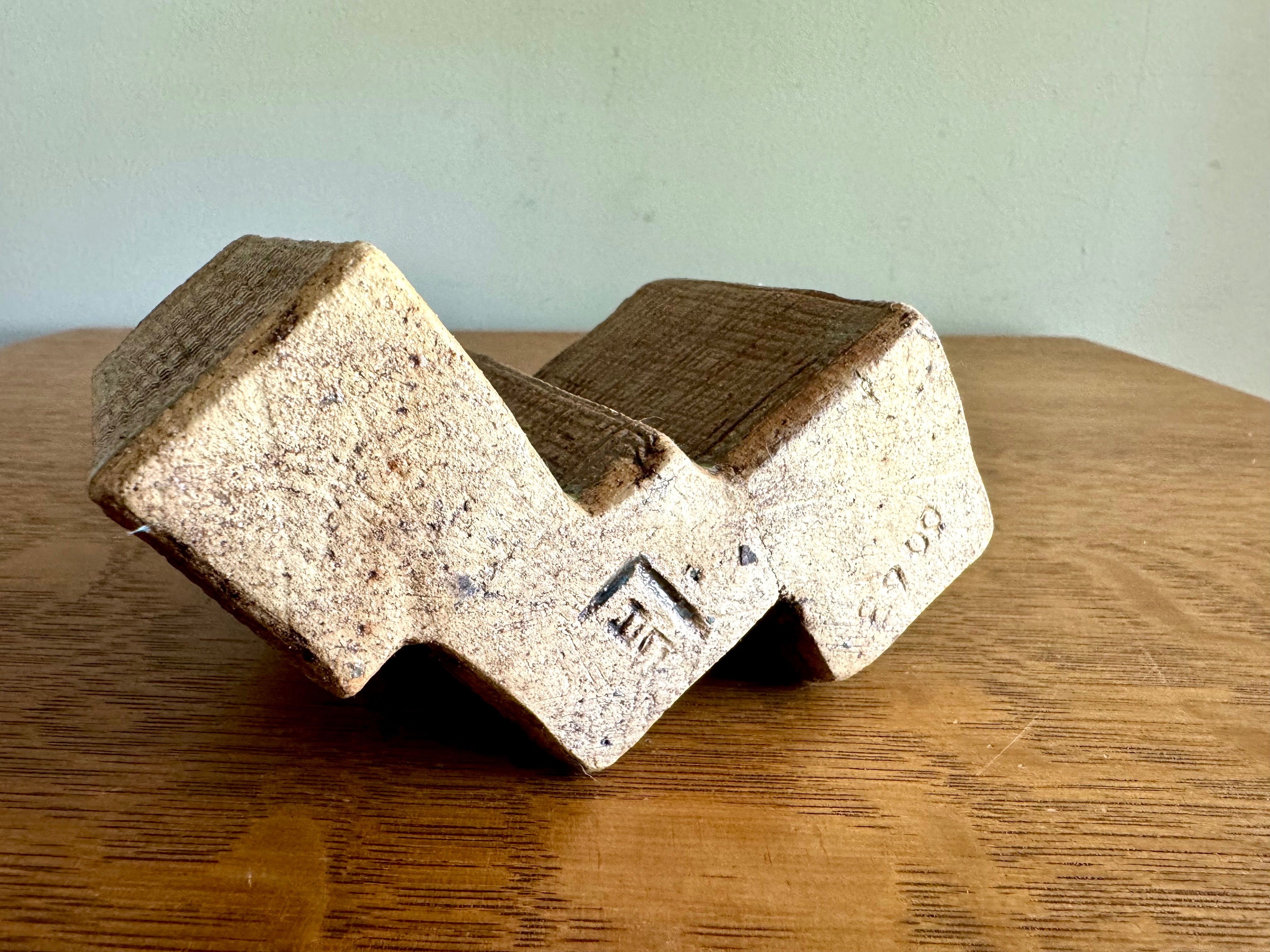 A vintage 3 Tier Pottery Vase | Mid Century Vase Sculpture | Signed Tiered Rectangular Vase | Handmade Sculpted Pottery Vase