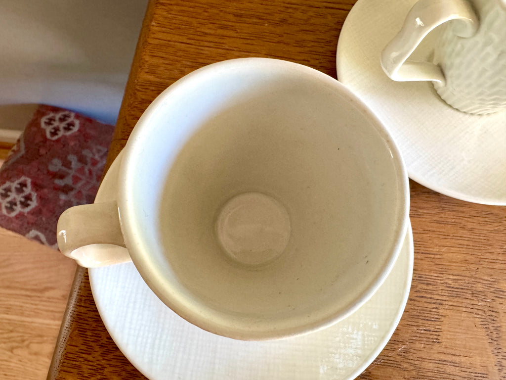 Vtg Set of 50s Red Wing Capistrano Tea Cups and Saucers ~ Red Wing "tweed Tex" Bone China