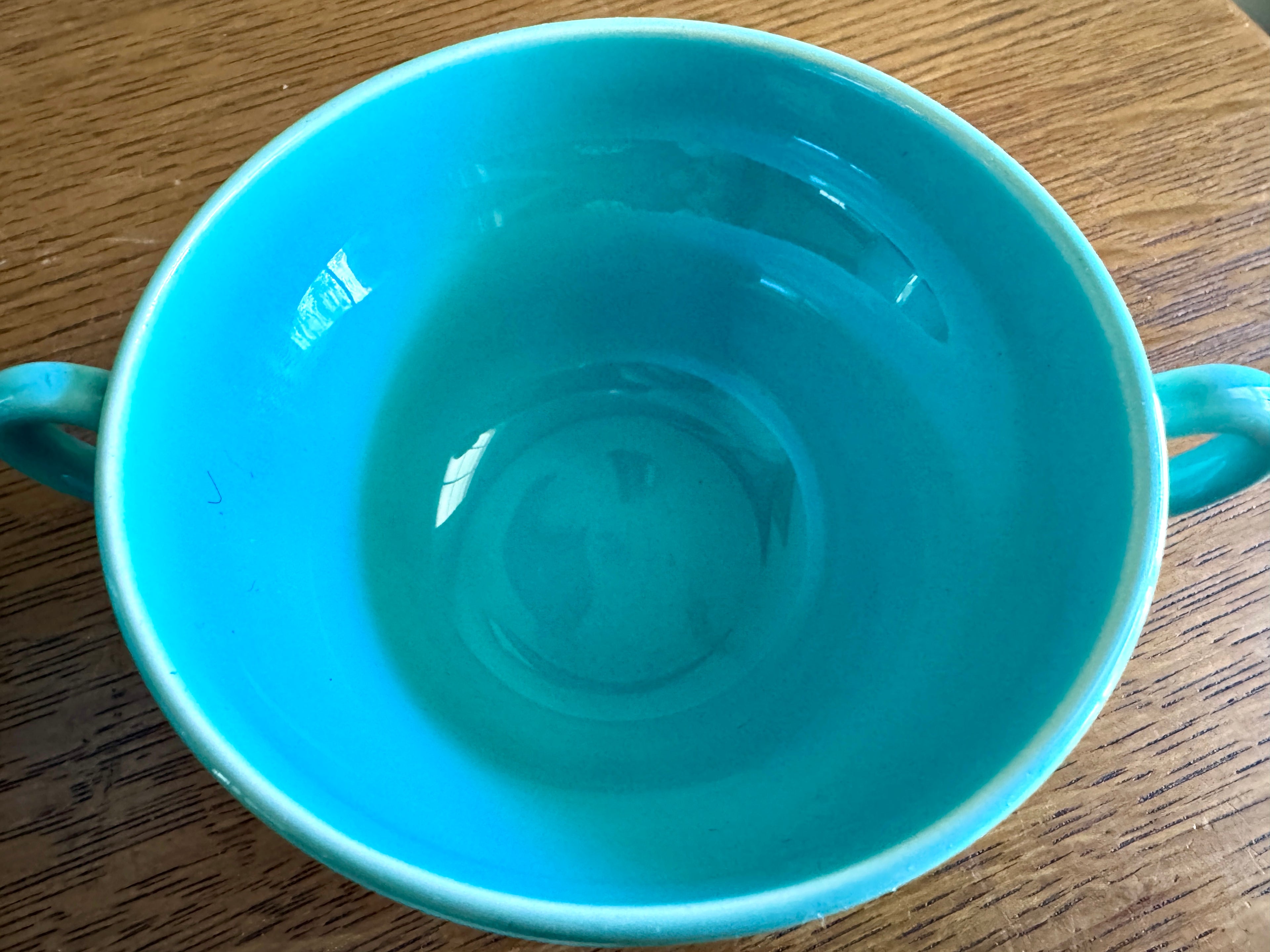 Vintage Franciscan Turquoise El Patio Mugs Set with Sugar Bowl ~ MCM Franciscan Tea Set