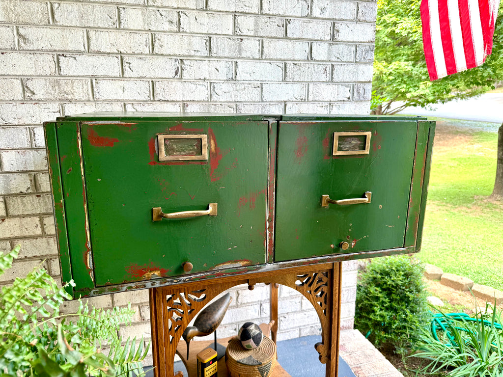 Vintage Distressed Metal Filing Cabinets| Rustic Large Filing Cabinet| Two Industrial Filing Cabinets| Large Distressed Paint Filing Cabinet