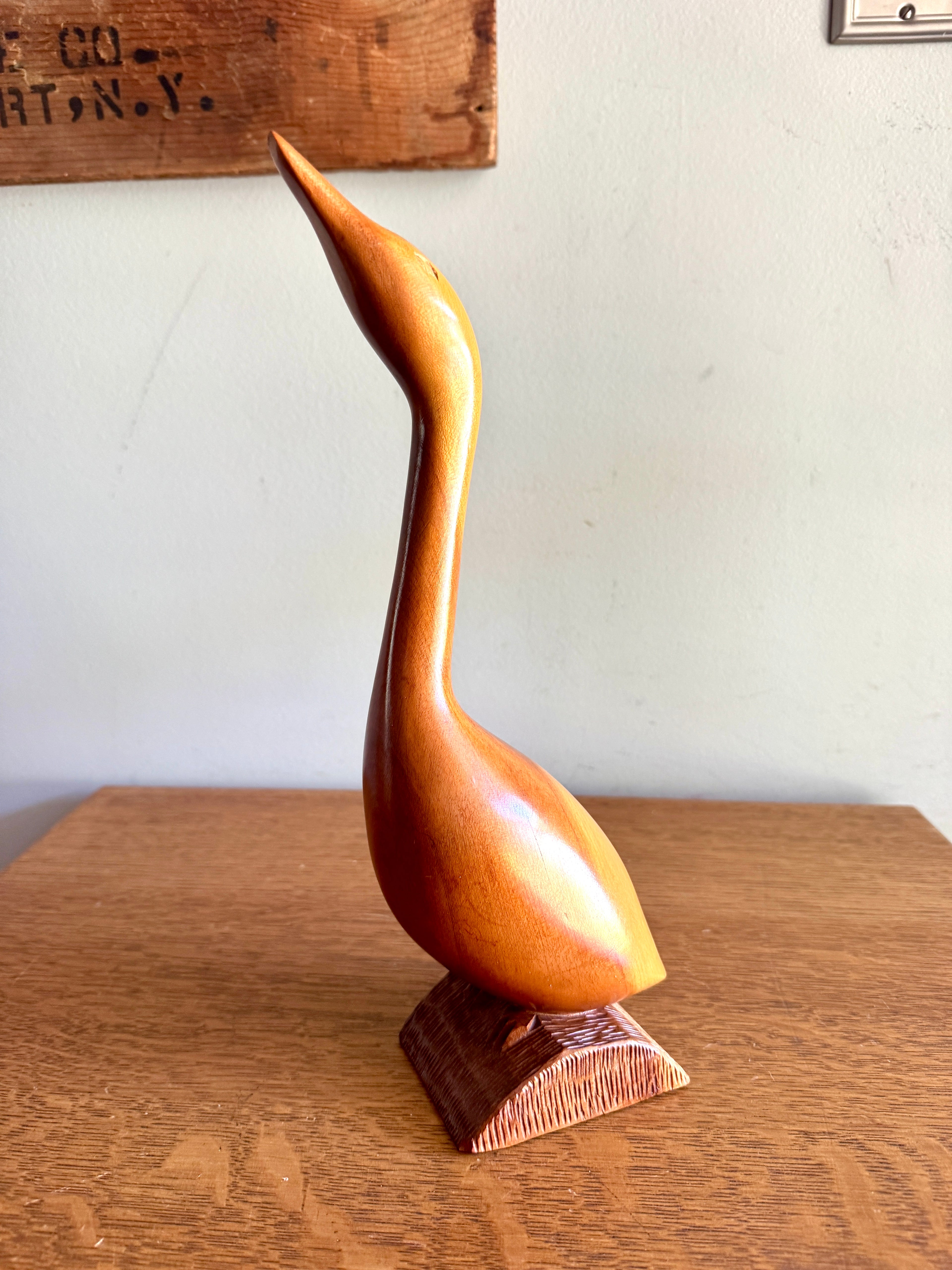 Vintage Boyce Allison Wood Bird Carving ~ Signed B. Allison Cherokee NC Wood Loon Carving