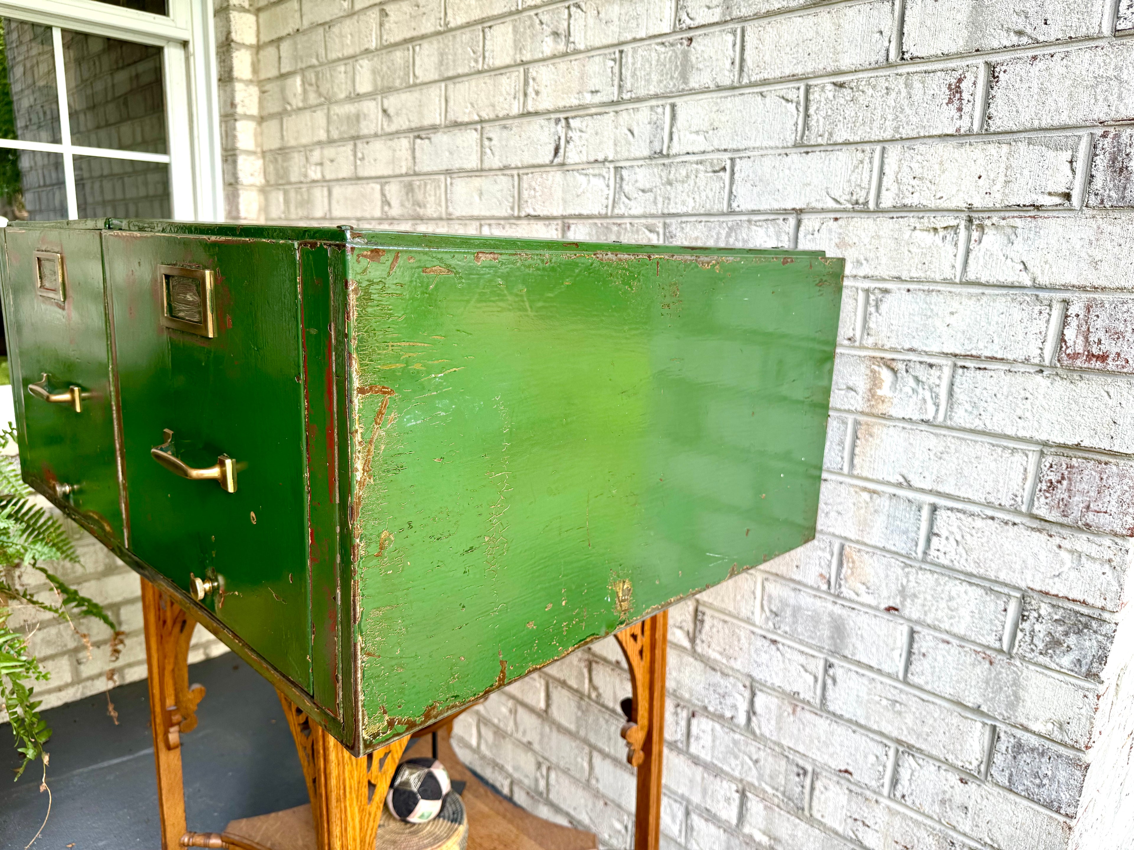 Vintage Distressed Metal Filing Cabinets| Rustic Large Filing Cabinet| Two Industrial Filing Cabinets| Large Distressed Paint Filing Cabinet