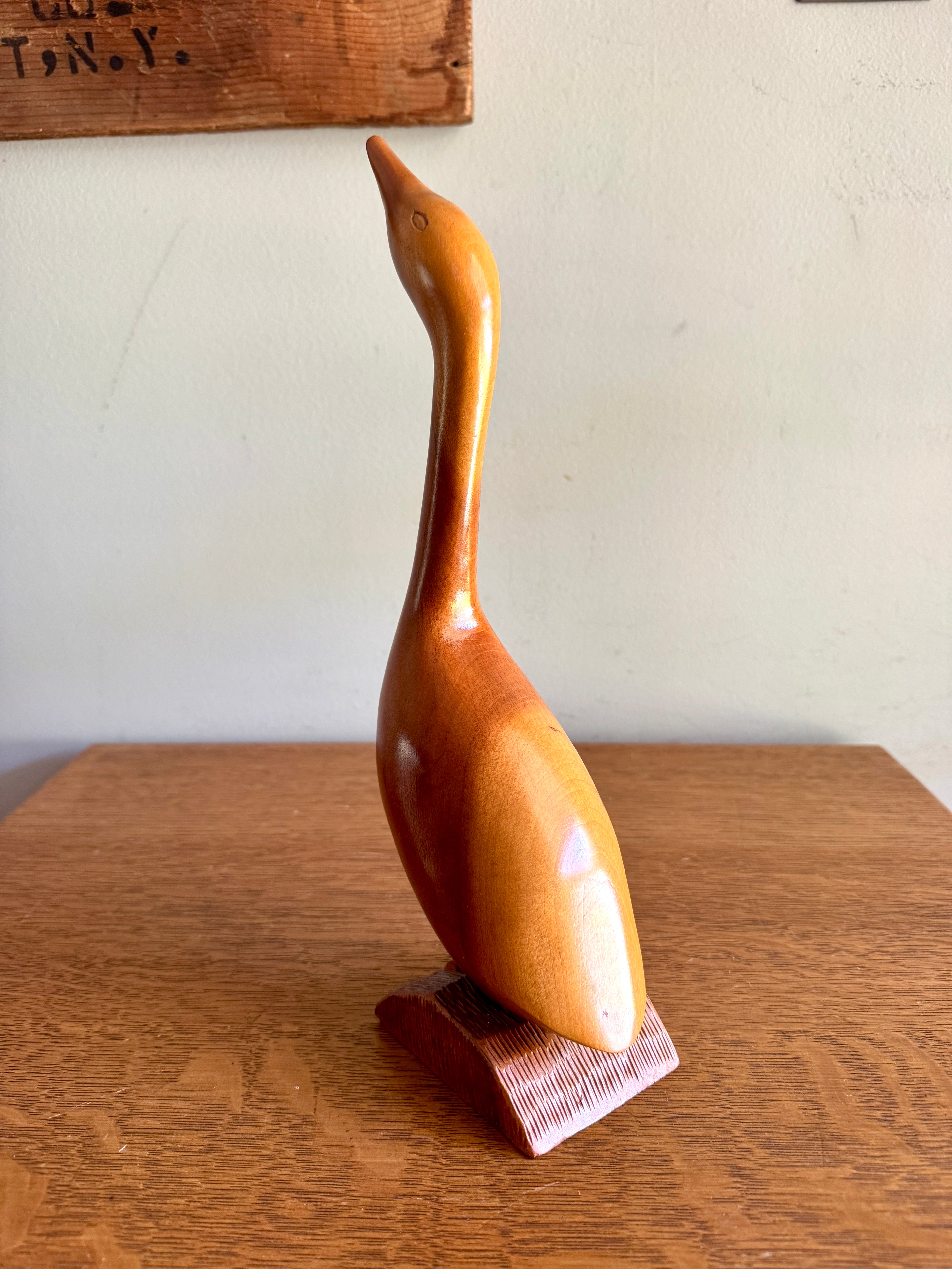 Vintage Boyce Allison Wood Bird Carving ~ Signed B. Allison Cherokee NC Wood Loon Carving