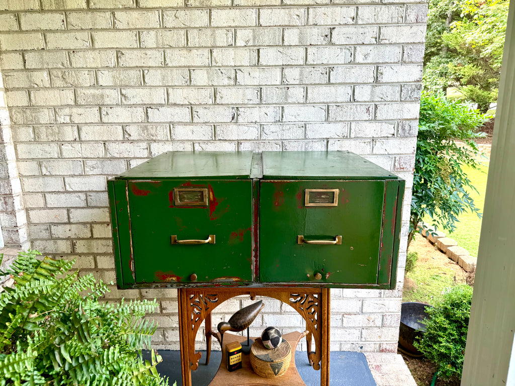 Vintage Distressed Metal Filing Cabinets| Rustic Large Filing Cabinet| Two Industrial Filing Cabinets| Large Distressed Paint Filing Cabinet
