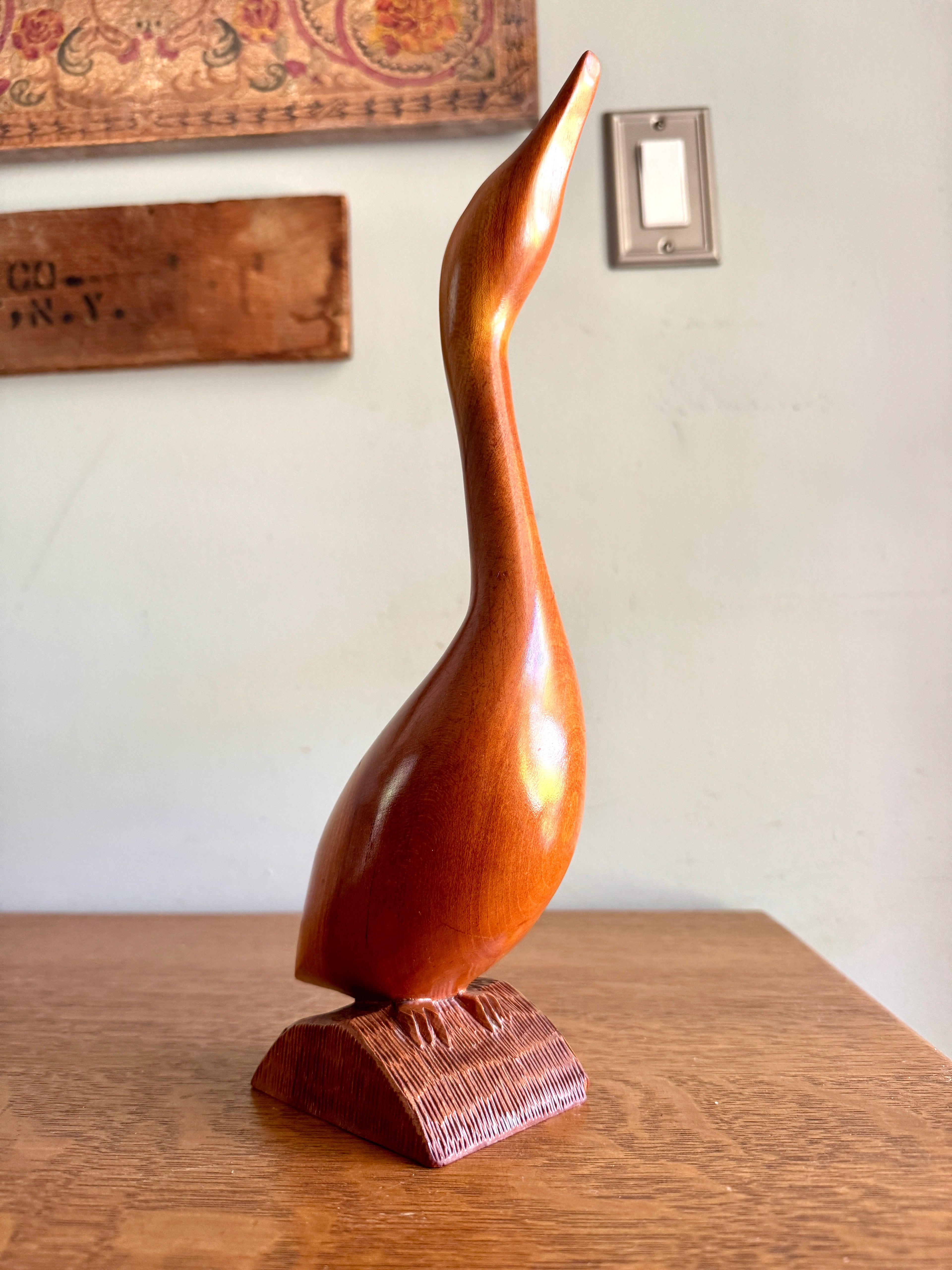Vintage Boyce Allison Wood Bird Carving ~ Signed B. Allison Cherokee NC Wood Loon Carving