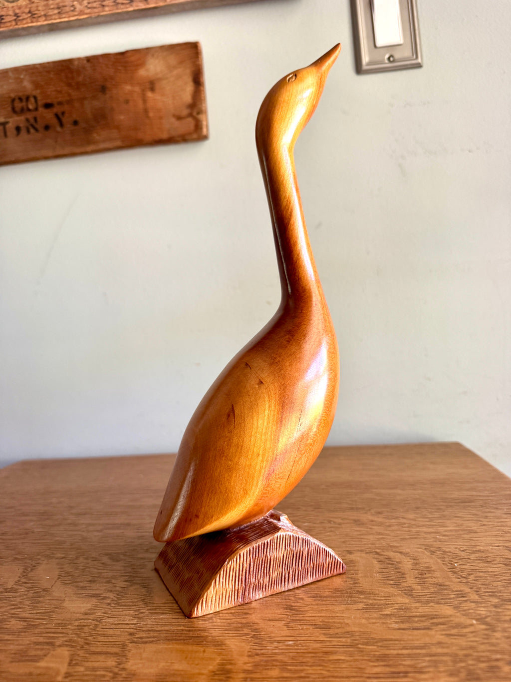 Vintage Boyce Allison Wood Bird Carving ~ Signed B. Allison Cherokee NC Wood Loon Carving