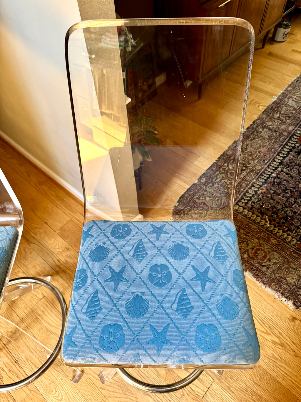 70's Pair of Lucite Swivel Bar Stools Attributed to Hill Manufacturing ~ MCM Clear Lucite Barstools