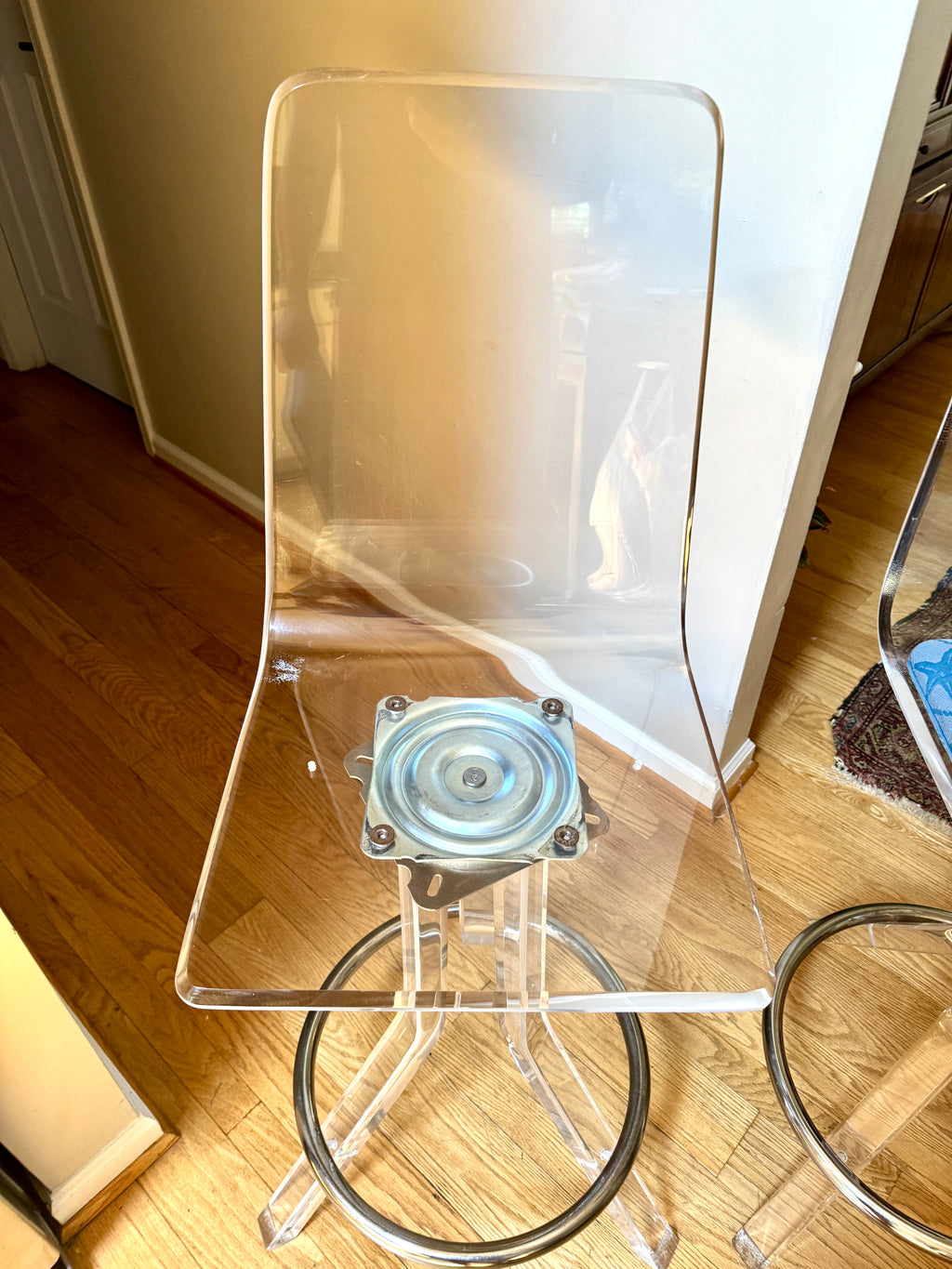 70's Pair of Lucite Swivel Bar Stools Attributed to Hill Manufacturing ~ MCM Clear Lucite Barstools