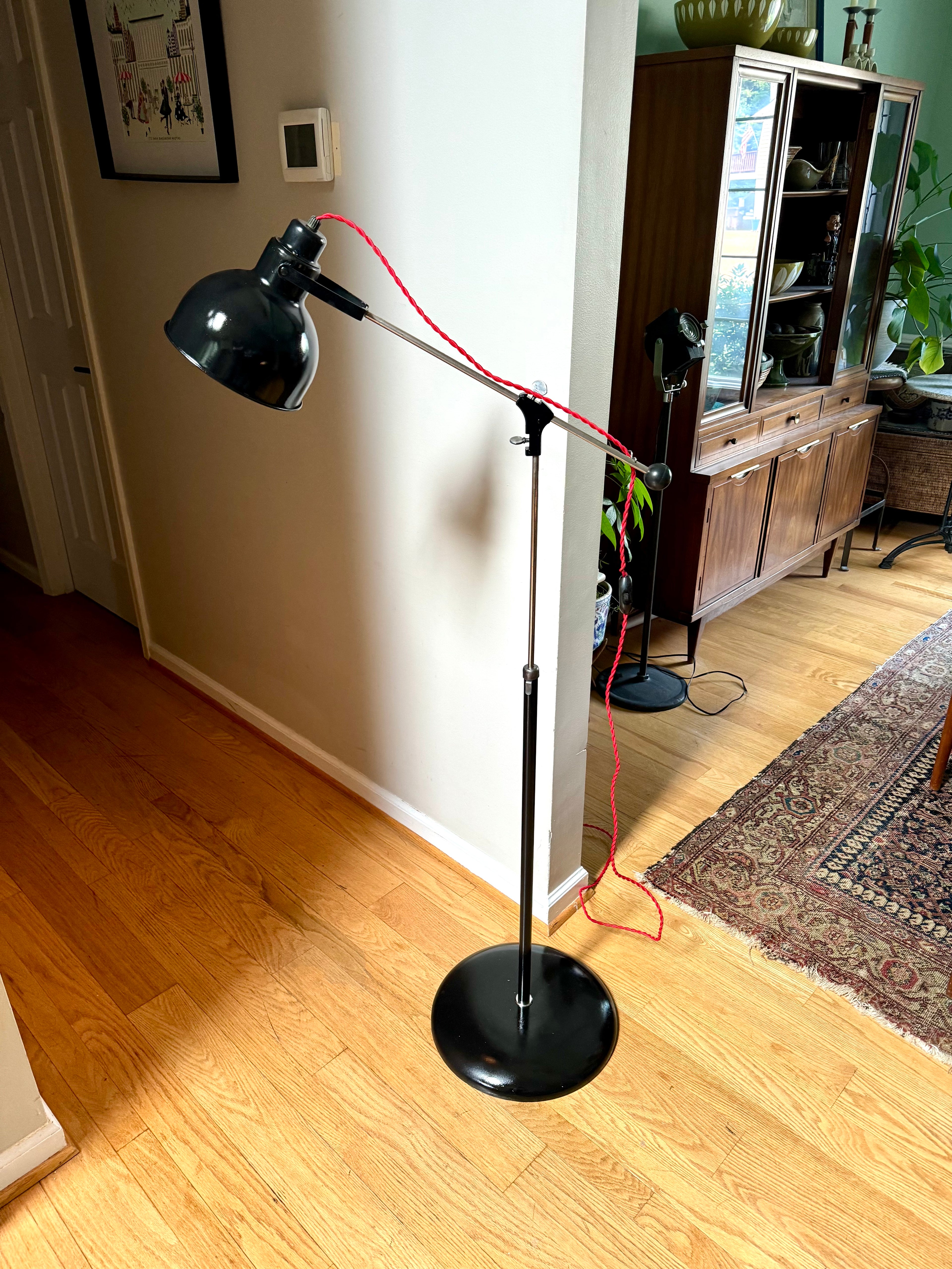 Black Industrial Floor lamp | Bretford Floor Lamp | Cantilever Style Floor Lamp | 1960's Lamp | Modern Floor Lamp| Rewired Telescopic Lamp