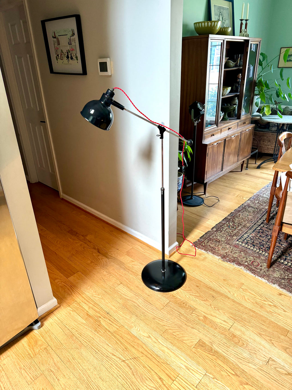 Black Industrial Floor lamp | Bretford Floor Lamp | Cantilever Style Floor Lamp | 1960's Lamp | Modern Floor Lamp| Rewired Telescopic Lamp