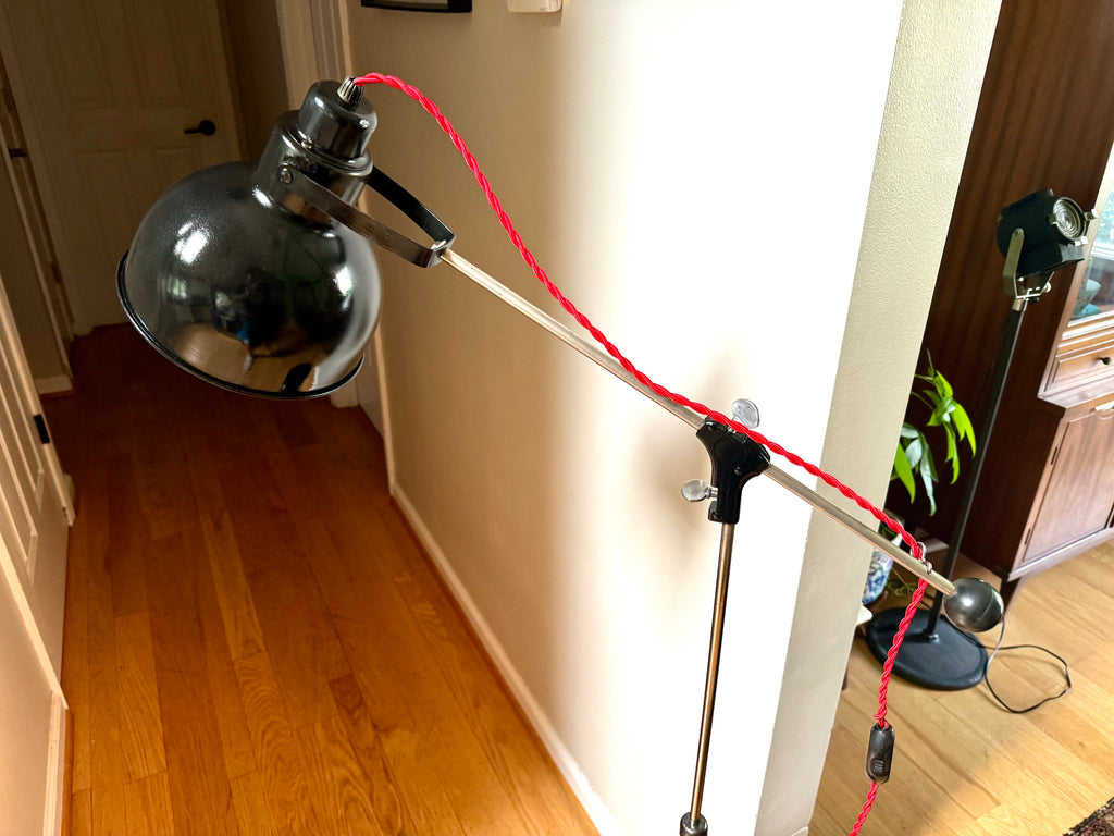 Black Industrial Floor lamp | Bretford Floor Lamp | Cantilever Style Floor Lamp | 1960's Lamp | Modern Floor Lamp| Rewired Telescopic Lamp