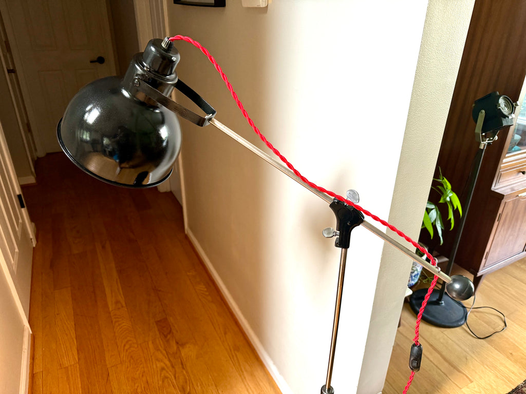 Black Industrial Floor lamp | Bretford Floor Lamp | Cantilever Style Floor Lamp | 1960's Lamp | Modern Floor Lamp| Rewired Telescopic Lamp