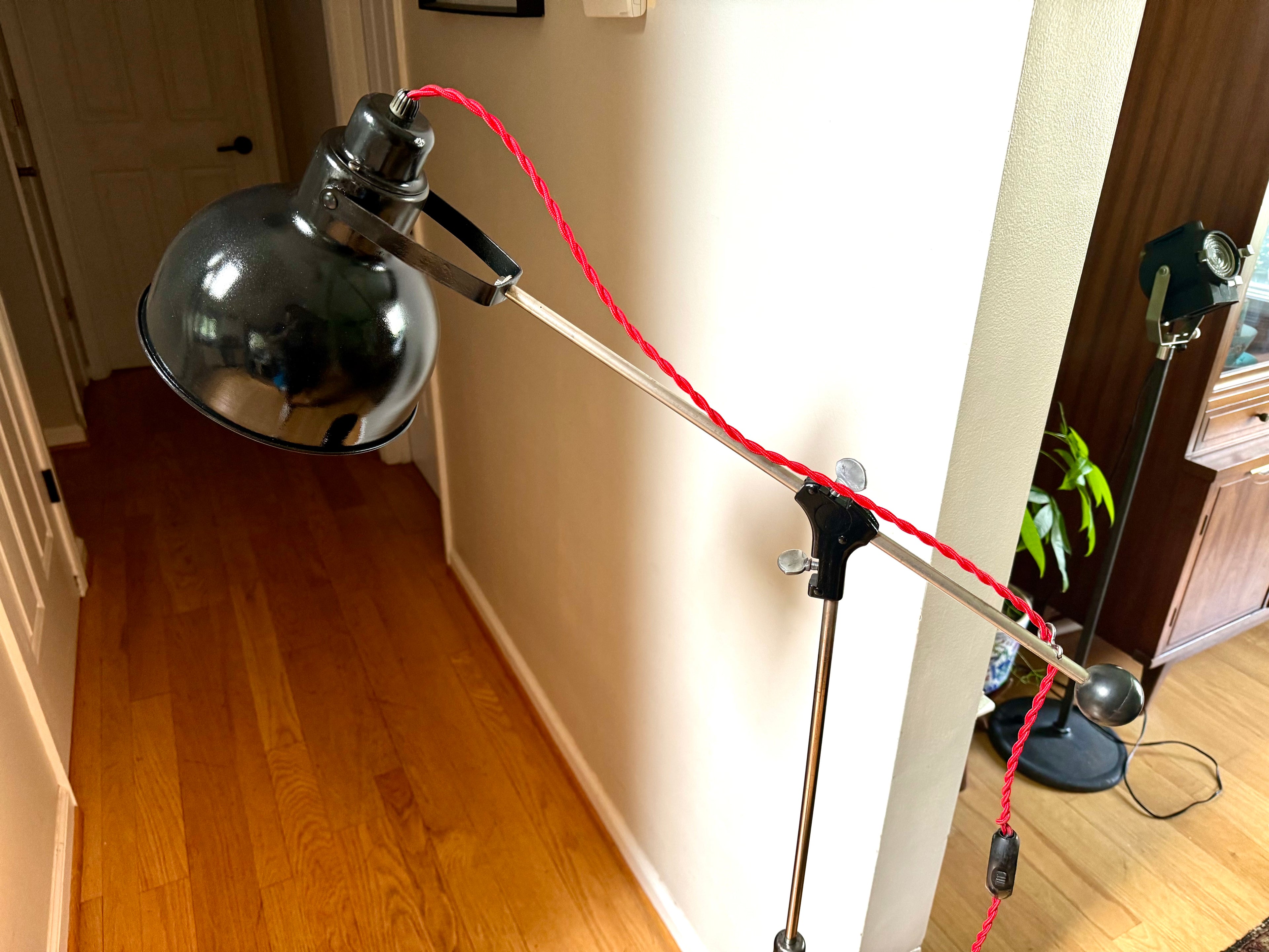 Black Industrial Floor lamp | Bretford Floor Lamp | Cantilever Style Floor Lamp | 1960's Lamp | Modern Floor Lamp| Rewired Telescopic Lamp