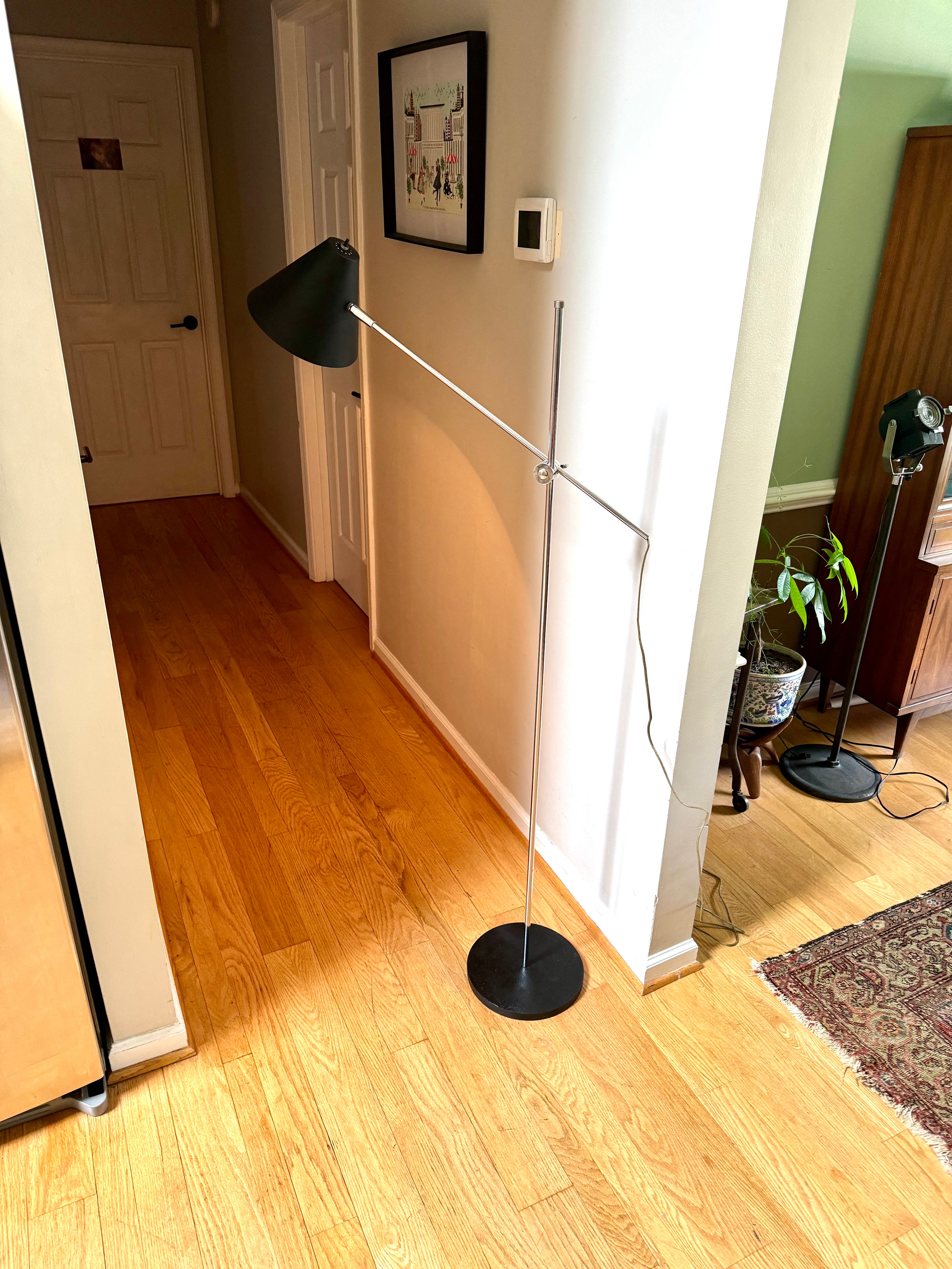 MCM Robert Sonneman Style Cantilever Floor Lamp | George Kovacs Adjustable MCM Black Floor Lamp | MCM Coned Articulation Lamp