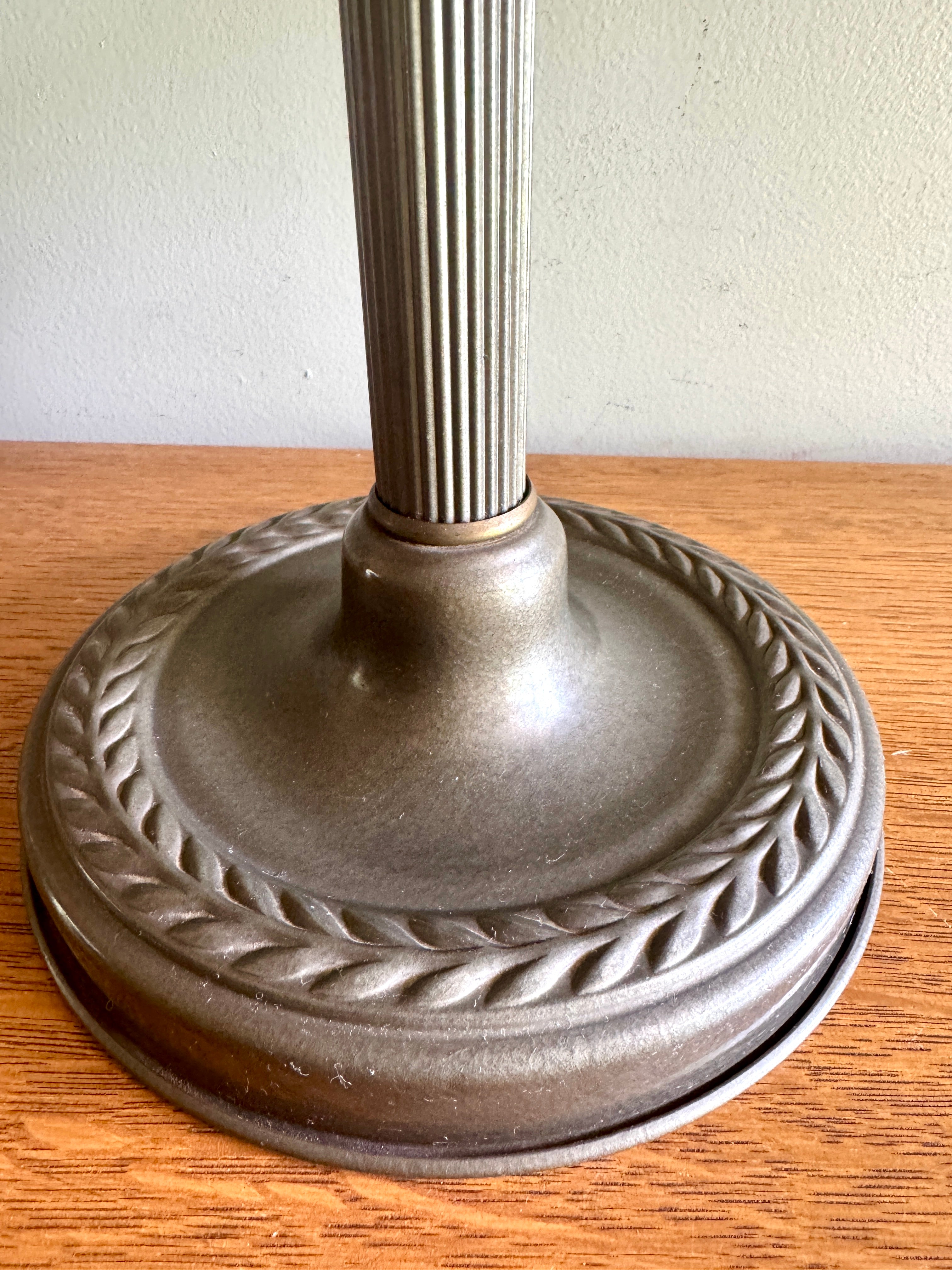 1930s Streamline Art Deco Fluted Flying Saucer Lamp ~ Machine Age Metal UFO Lamp