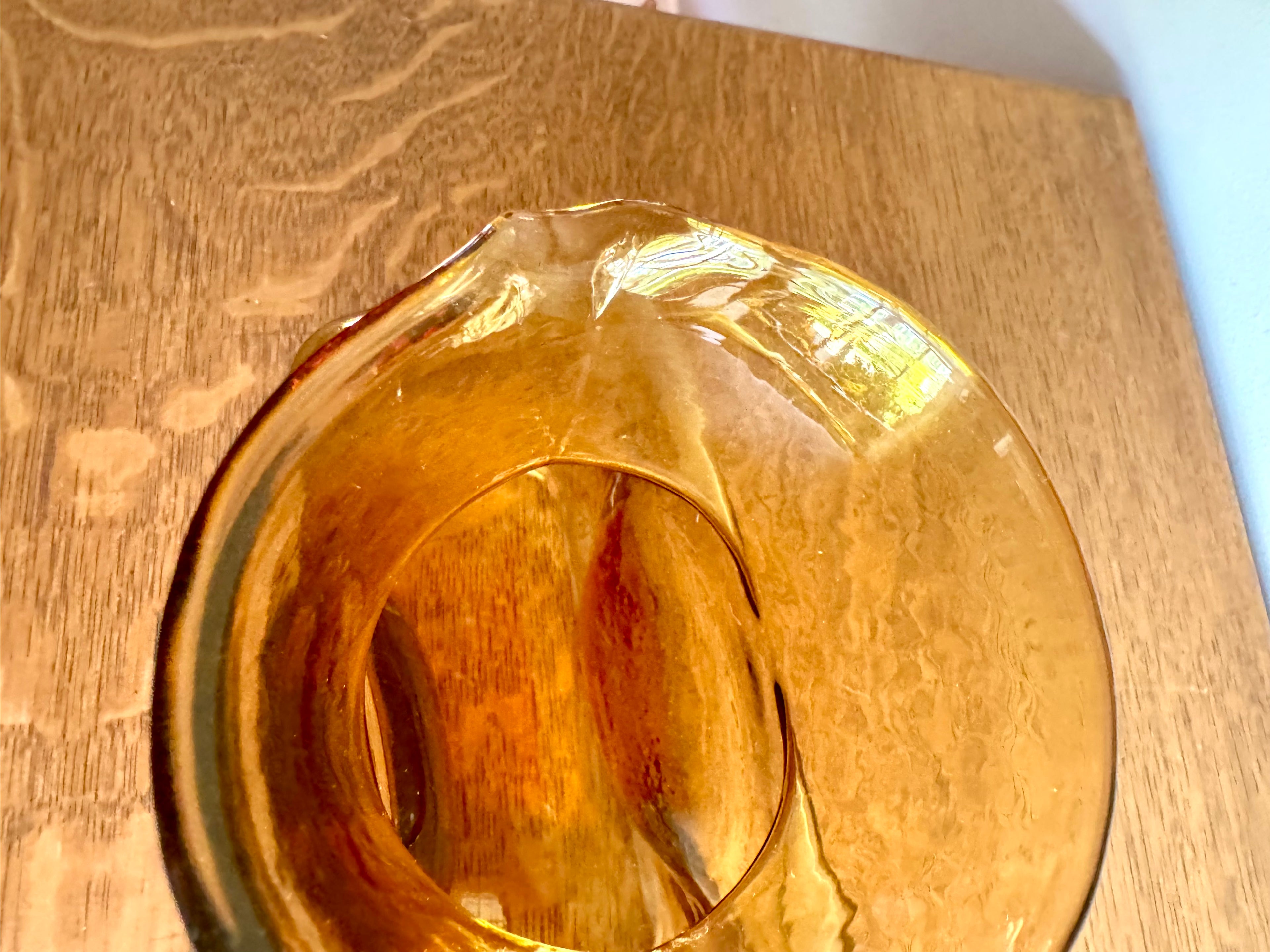 Vintage Blenko Amber Glass Double Spout Carafe | Blenko Glass Water Pitcher  | Amber Blenko Glass Vase| Mid Century Modern Blenko Amber Vase