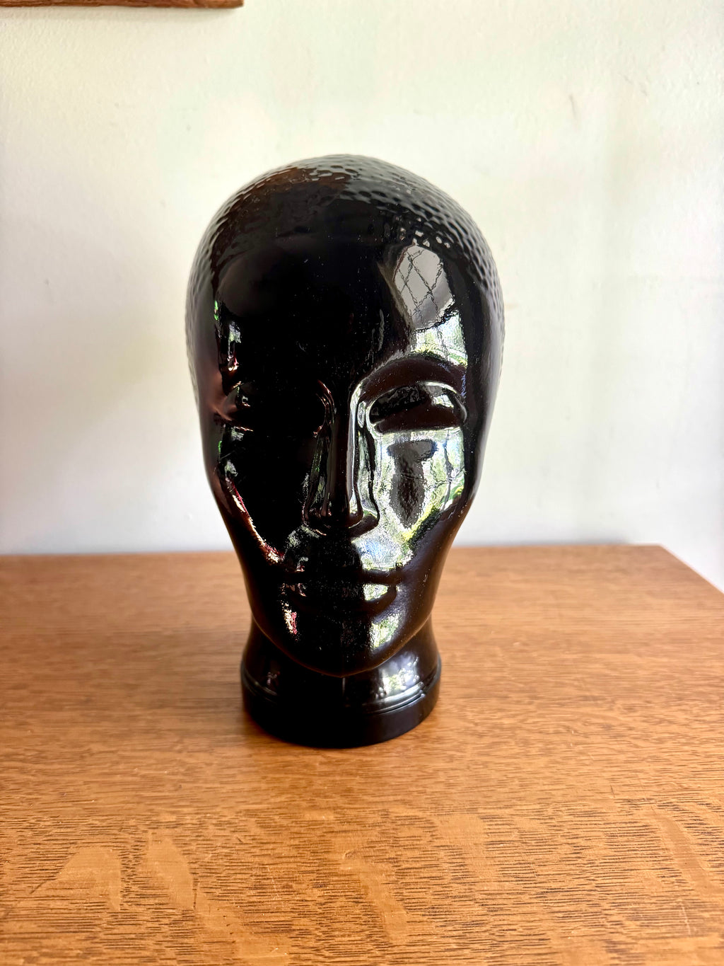 Black Glass 1960's Mannequin Head | Piero Fornasetti Glass Store Display Head | Black Glass Hat Display | Glass Head Statue | Head Figurine