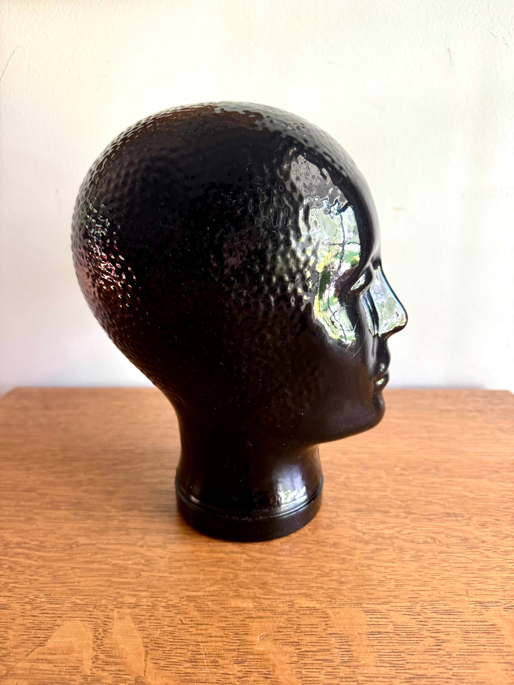 Black Glass 1960's Mannequin Head | Piero Fornasetti Glass Store Display Head | Black Glass Hat Display | Glass Head Statue | Head Figurine