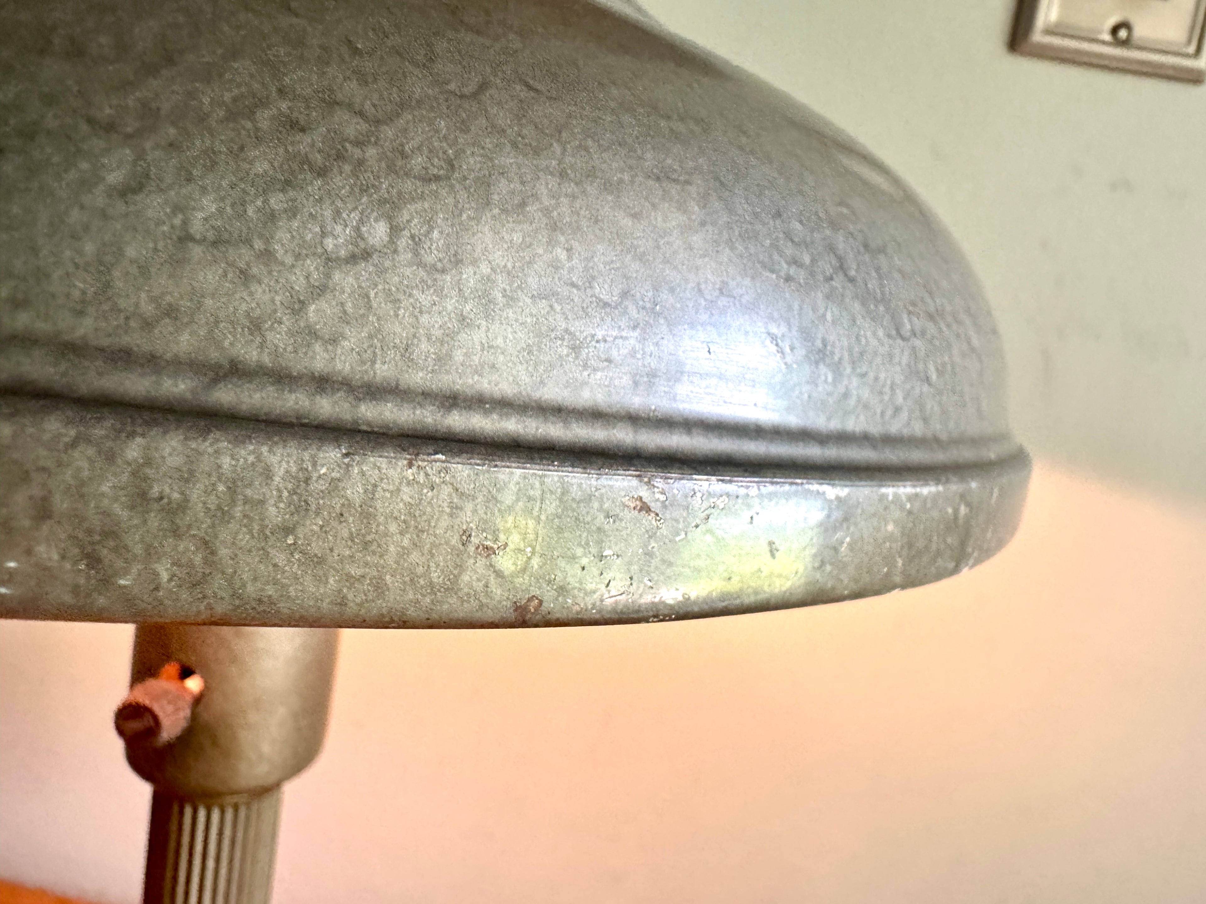 1930s Streamline Art Deco Fluted Flying Saucer Lamp ~ Machine Age Metal UFO Lamp