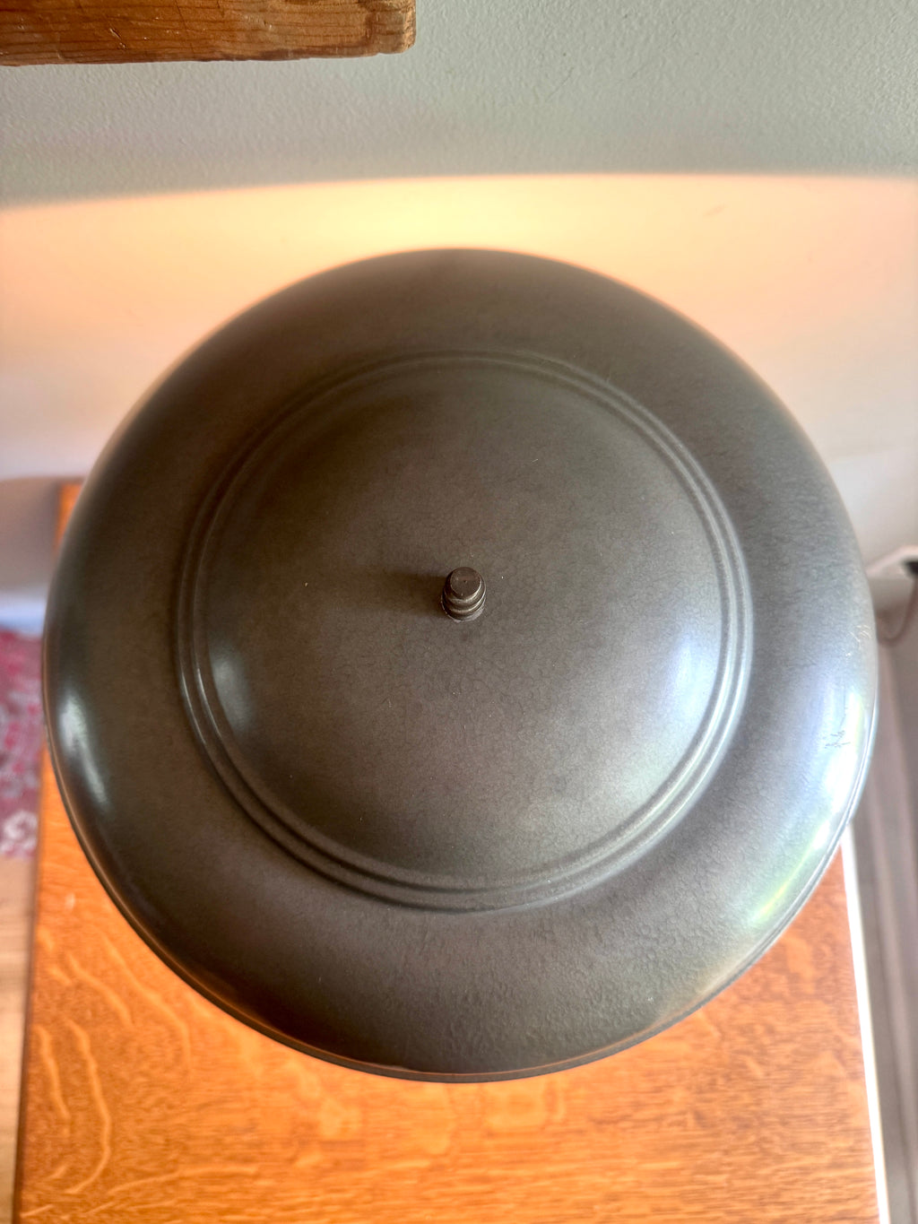 1930s Streamline Art Deco Fluted Flying Saucer Lamp ~ Machine Age Metal UFO Lamp