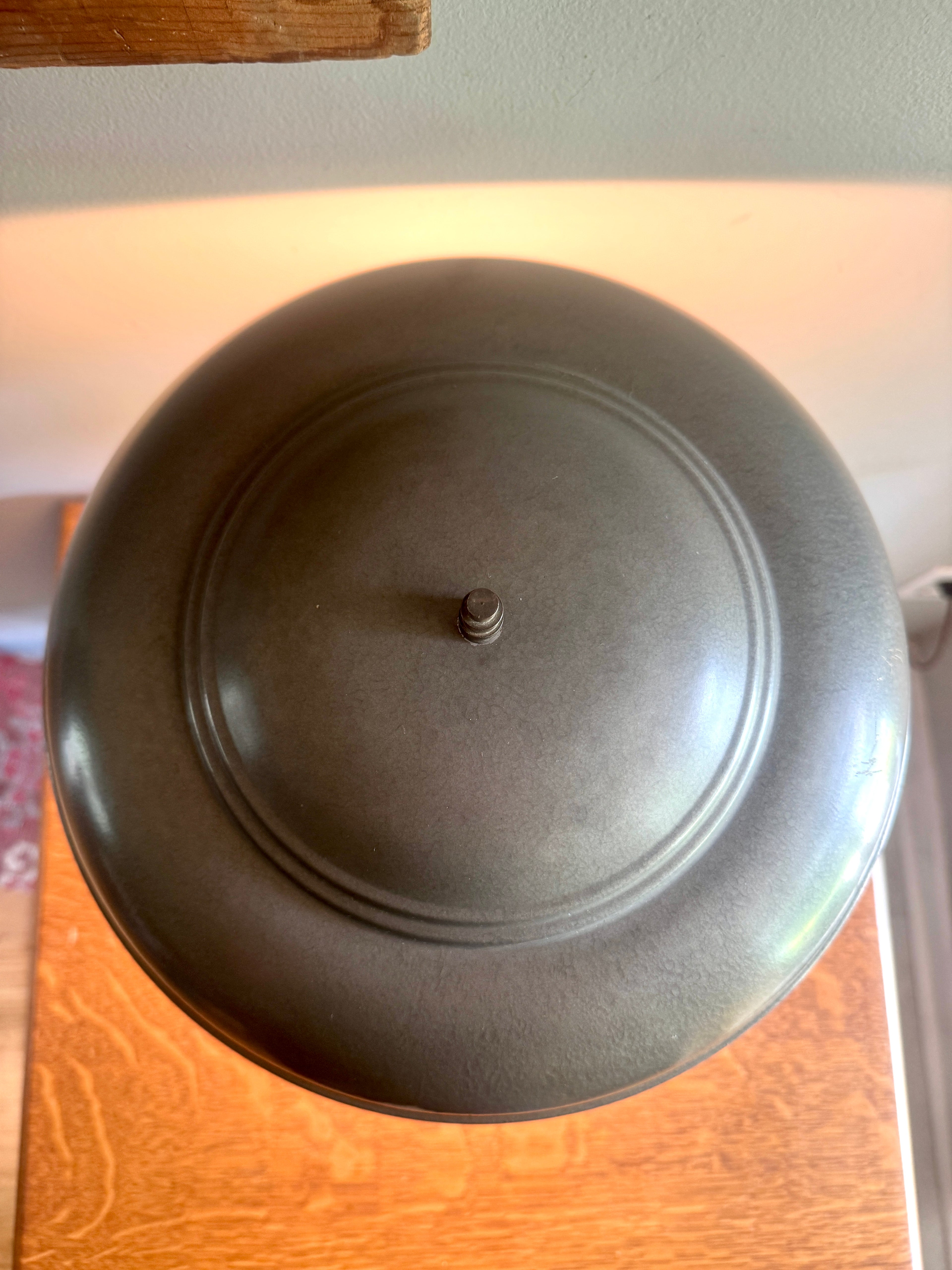 1930s Streamline Art Deco Fluted Flying Saucer Lamp ~ Machine Age Metal UFO Lamp