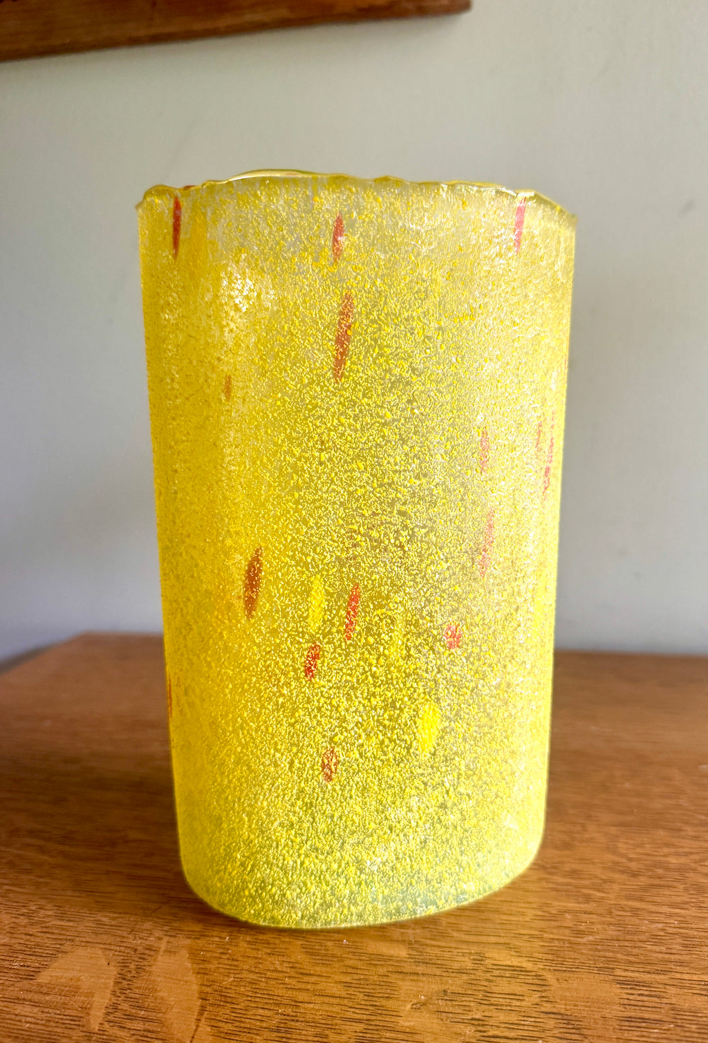 Vintage Swedish Vase in Yellow Art Glass by Bertil Vallien for Kosta Boda ~ Textured Chicko Series Vase