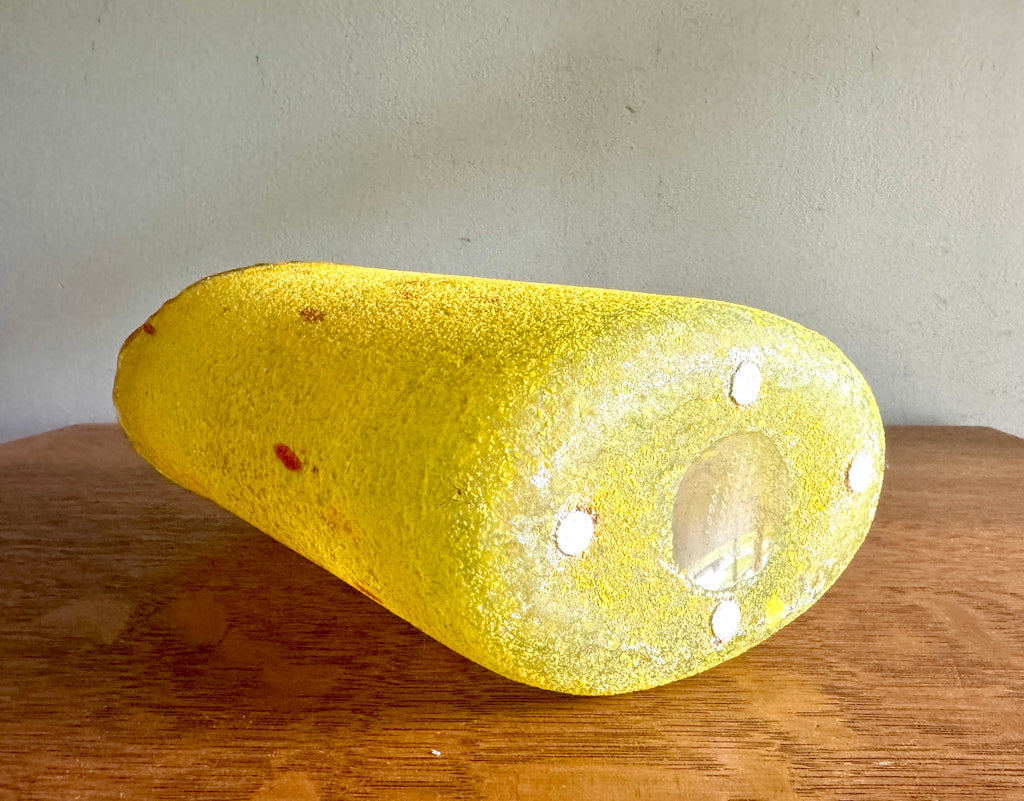 Vintage Swedish Vase in Yellow Art Glass by Bertil Vallien for Kosta Boda ~ Textured Chicko Series Vase