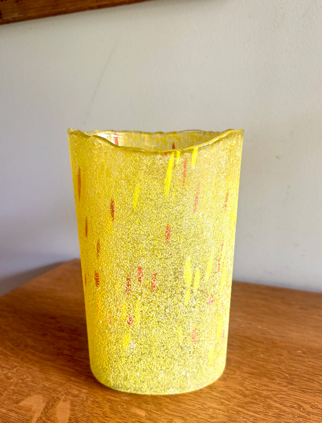 Vintage Swedish Vase in Yellow Art Glass by Bertil Vallien for Kosta Boda ~ Textured Chicko Series Vase