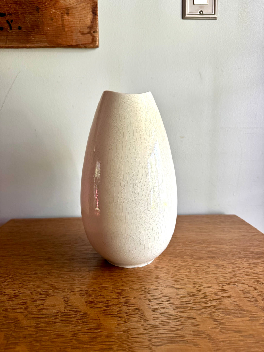 Vintage 1960's Ceramic Vase | White Pottery Vase | Stoneware Pottery Vase | Signed MJH Studio Ceramic Vase | White Crazed Vase