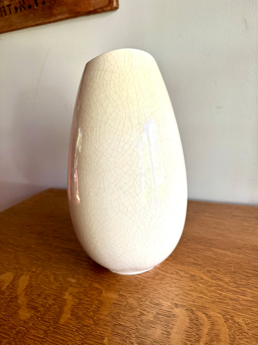 Vintage 1960's Ceramic Vase | White Pottery Vase | Stoneware Pottery Vase | Signed MJH Studio Ceramic Vase | White Crazed Vase