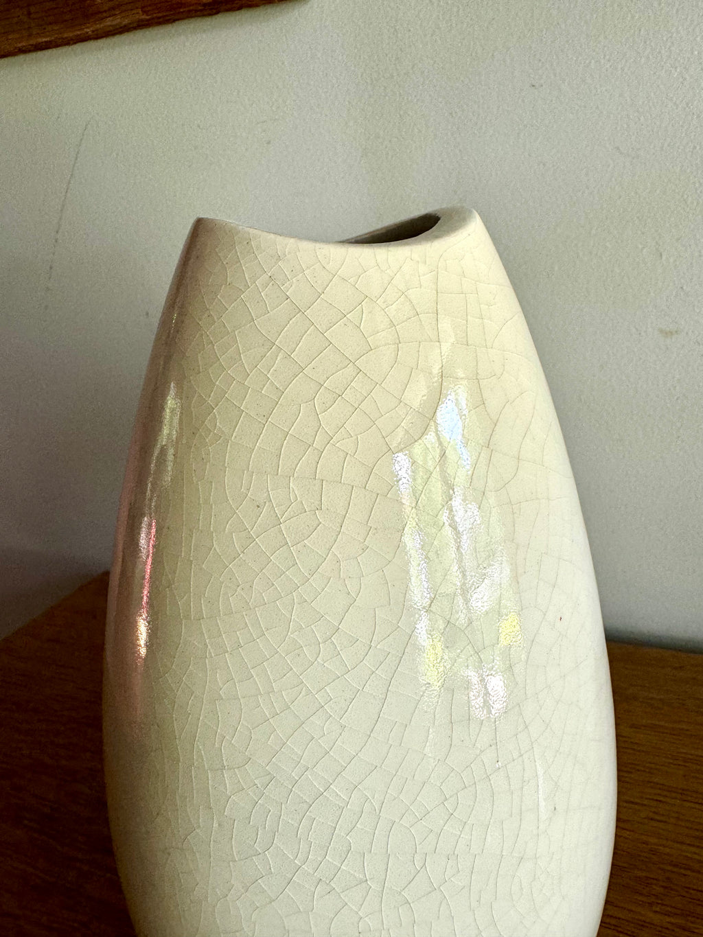 Vintage 1960's Ceramic Vase | White Pottery Vase | Stoneware Pottery Vase | Signed MJH Studio Ceramic Vase | White Crazed Vase