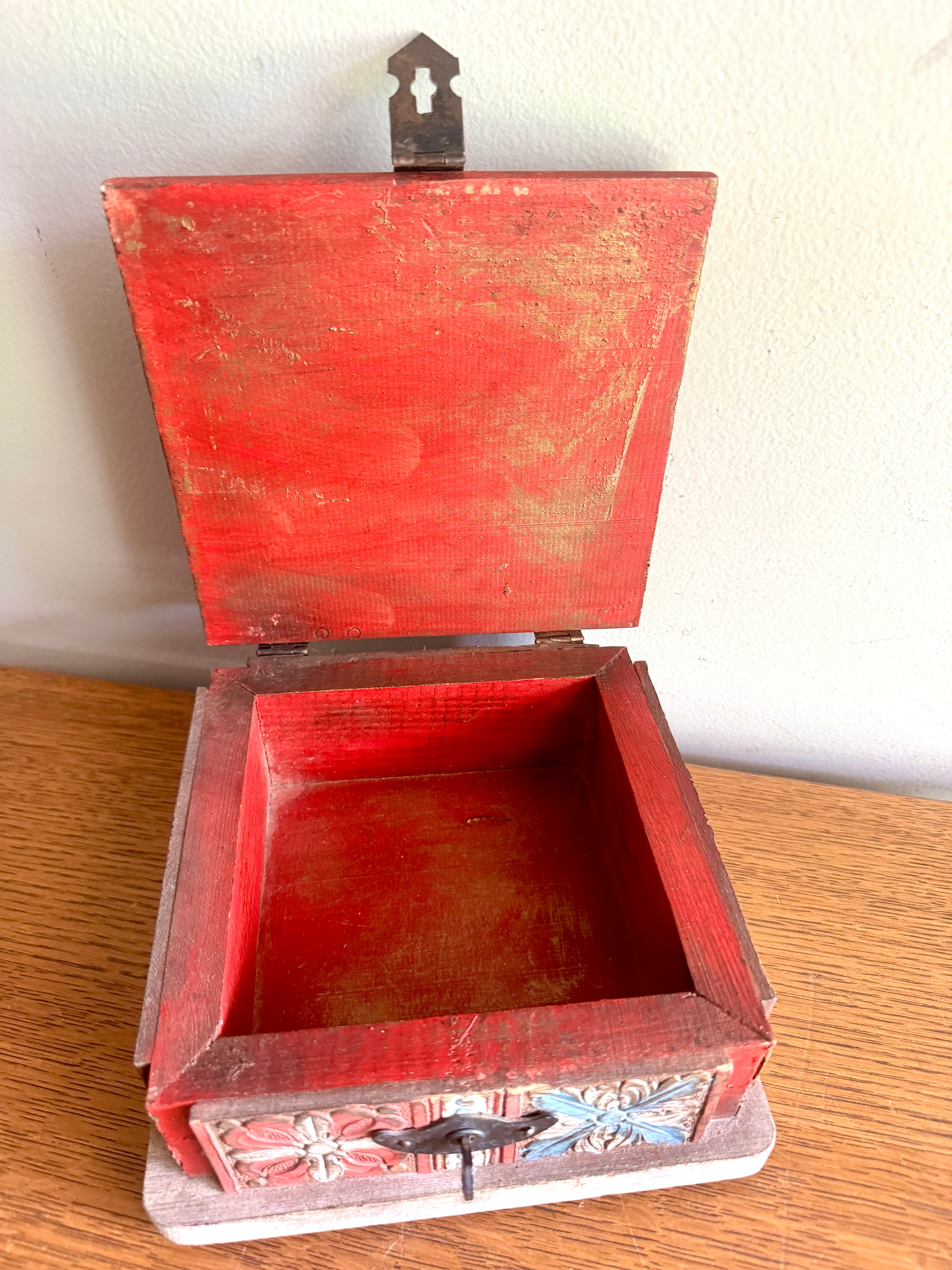 Decorative Wooden Spanish Trinket Box ~ Carved Wood Decorative Latched Box
