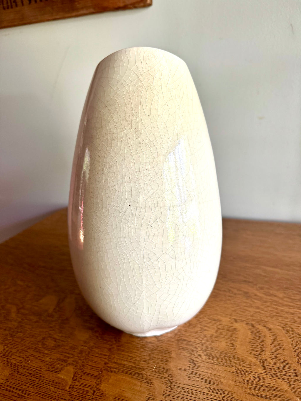 Vintage 1960's Ceramic Vase | White Pottery Vase | Stoneware Pottery Vase | Signed MJH Studio Ceramic Vase | White Crazed Vase