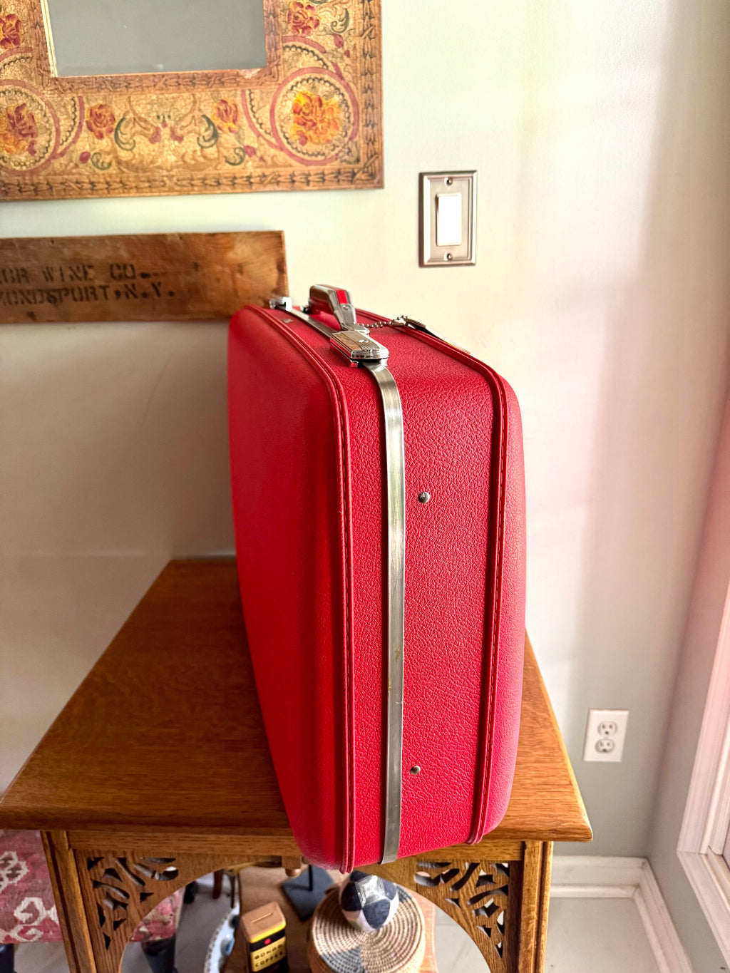 Medium American Tourister Red Suitcase | Vintage Red Travel Case | Mid Century Red Hardshell Suitcase | Red Overnight Case| Travel Bag