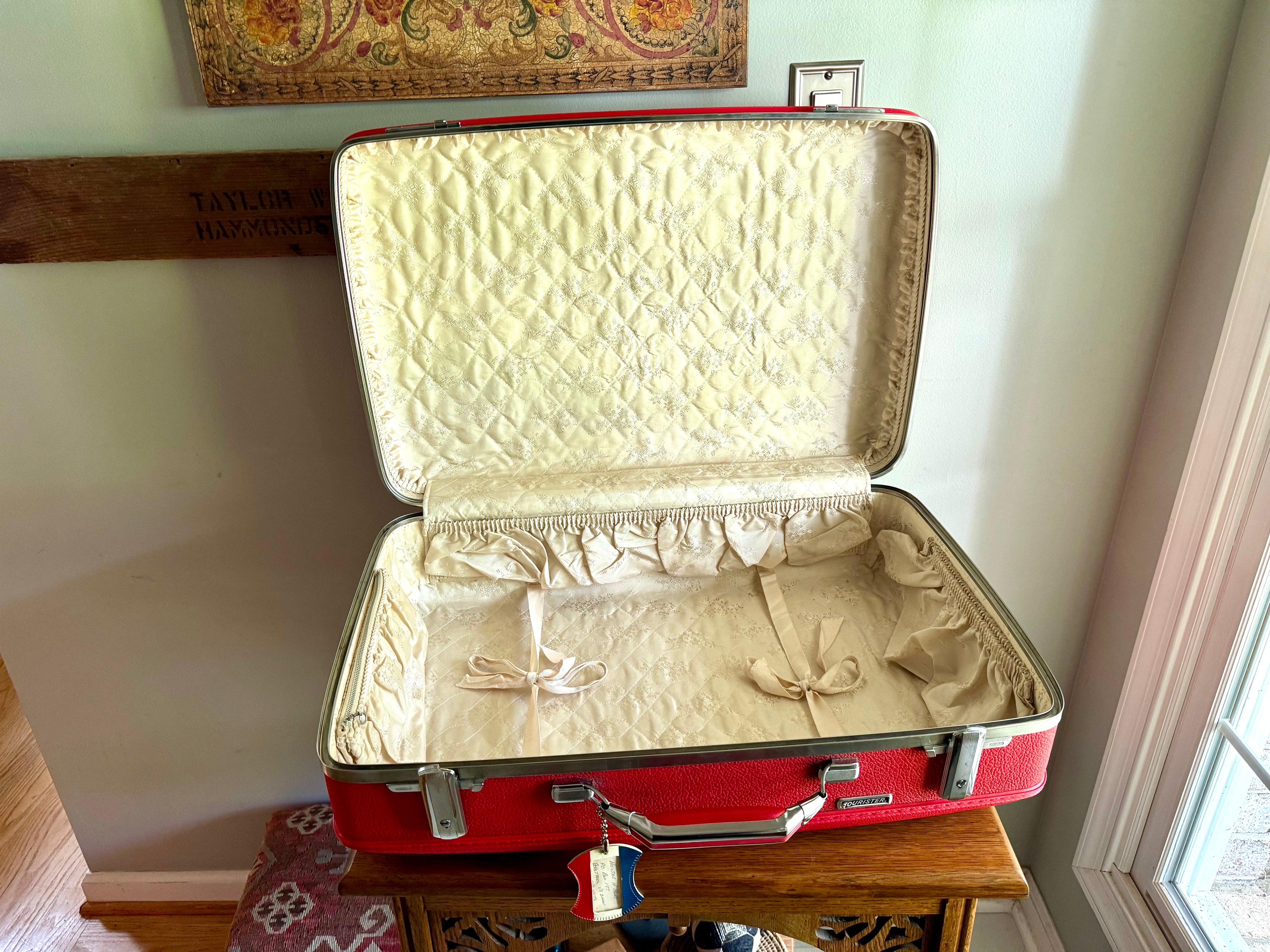 Medium American Tourister Red Suitcase | Vintage Red Travel Case | Mid Century Red Hardshell Suitcase | Red Overnight Case| Travel Bag
